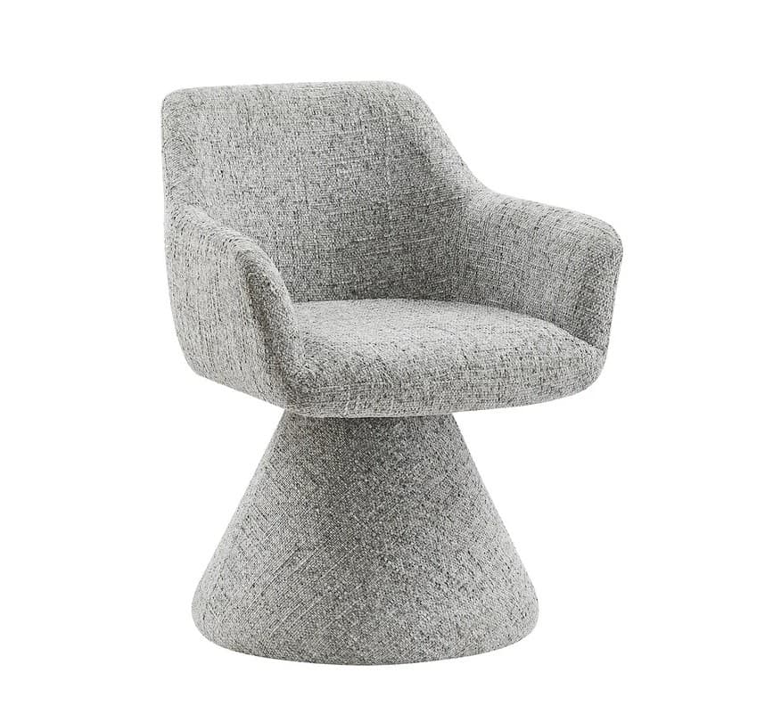 Designová art deco jídelní židle Sonu s celoplošným žinylkovým potahem a otočnou nohou ve tvaru kužele 80 cm