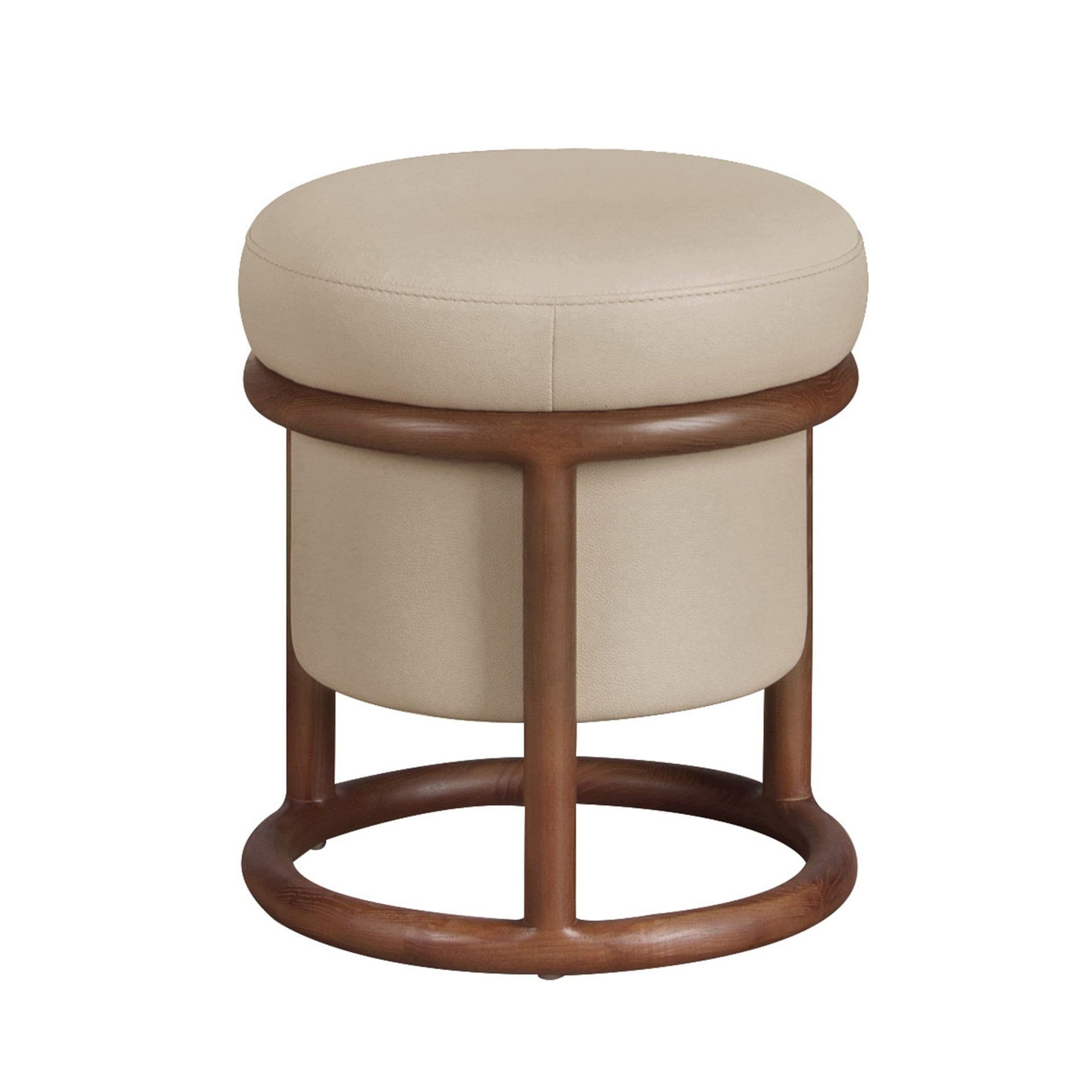 Luxusní moderní kulatá taburetka Vita koženým potahem a designovou konstrukcí 40 cm