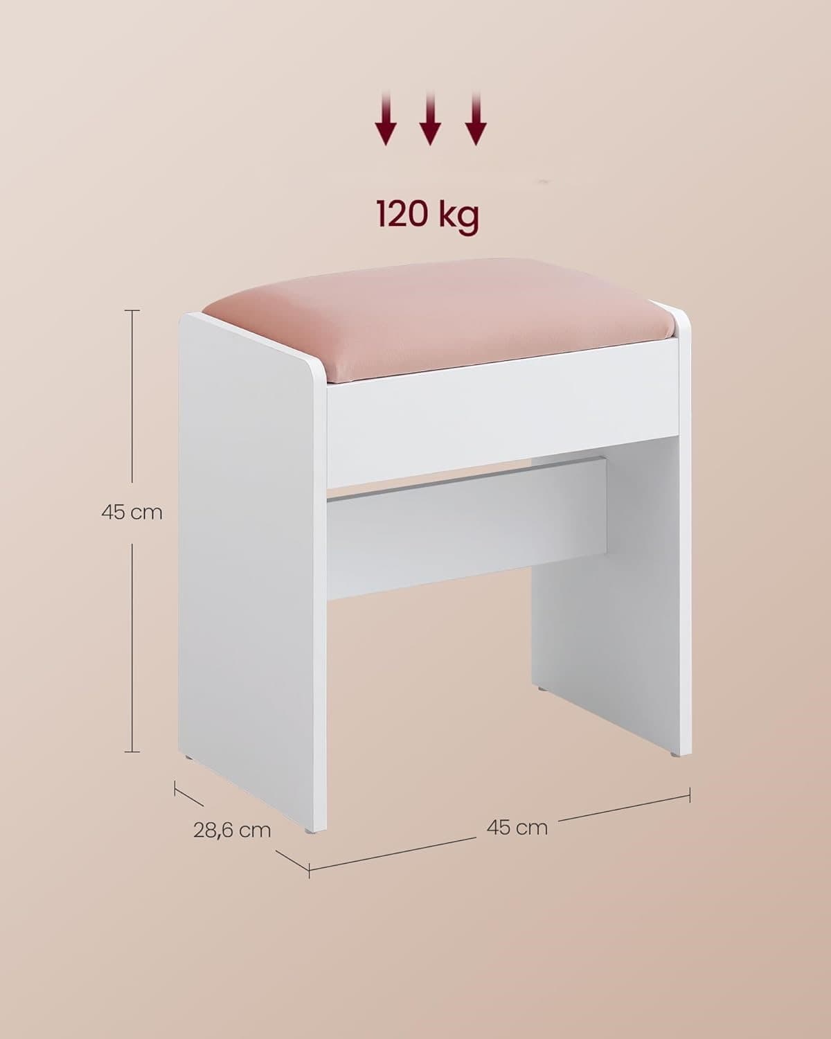 Taburet k toaletnímu stolku Kailyn, Bílý 4