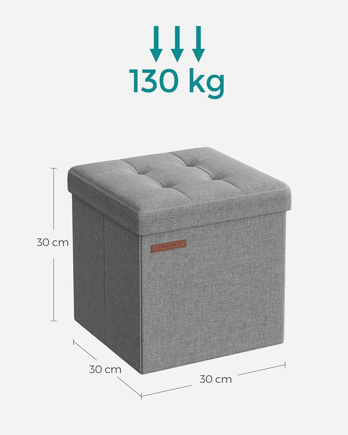 Taburet Nestro s úložným prostorem 30 cm, Světle šedý 2
