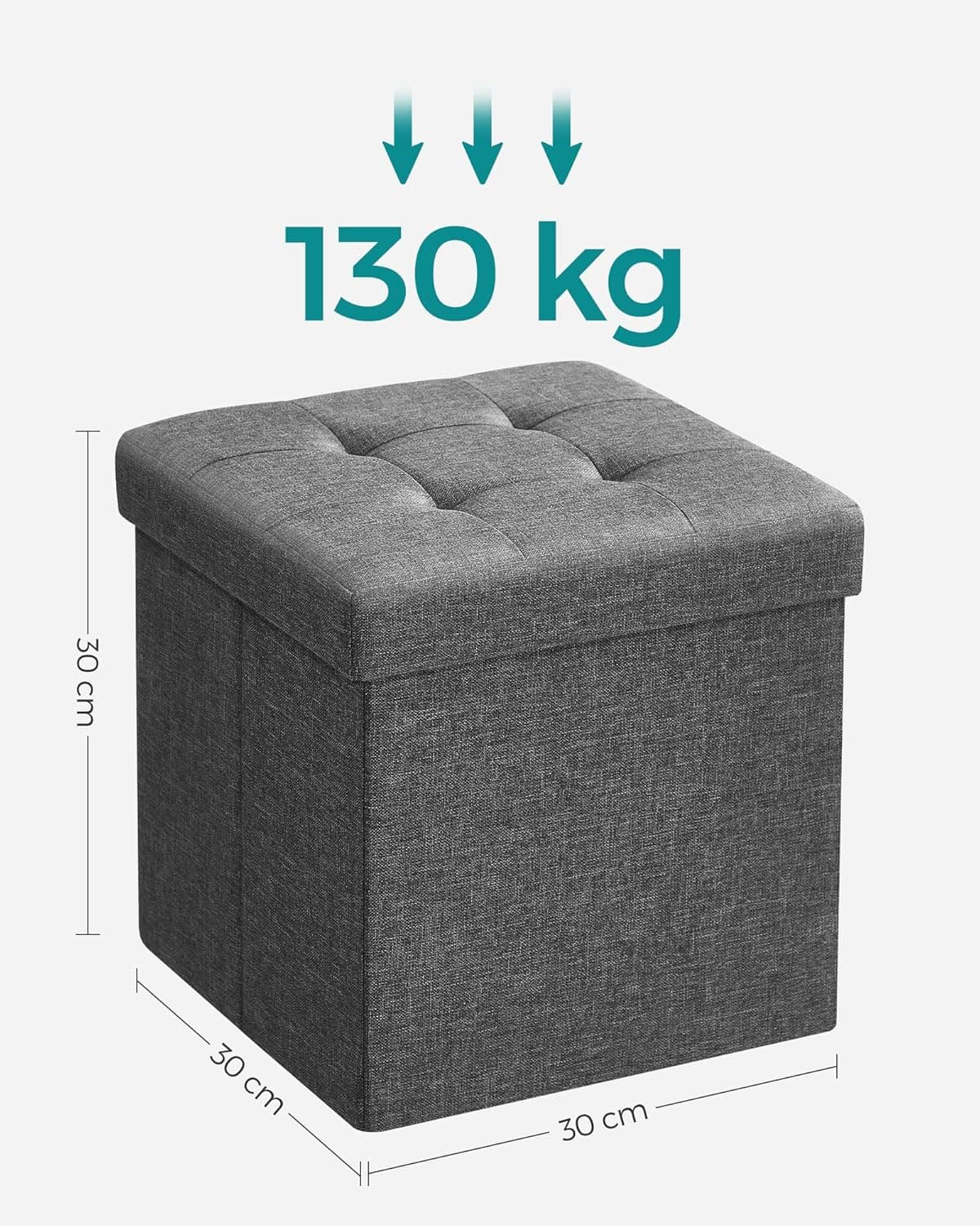 Taburet s úložným prostorem Nestro 30 cm, Šedý 6