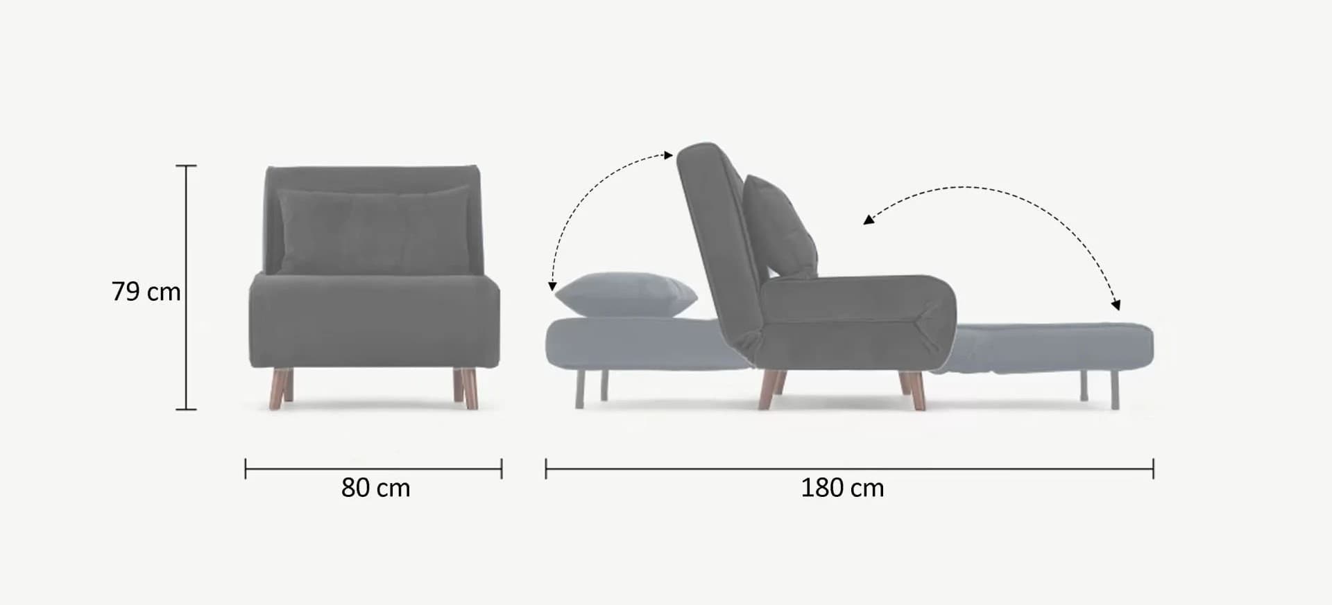 Rozkládací křeslo Single Folde II, Šedé 3