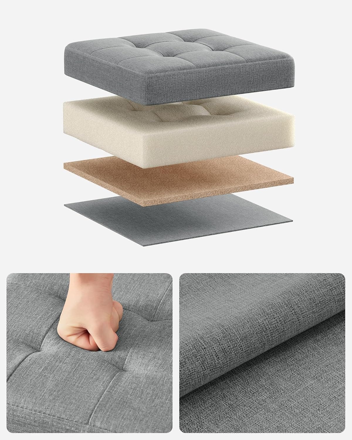 Taburet Nestro s úložným prostorem 30 cm, Světle šedý 6