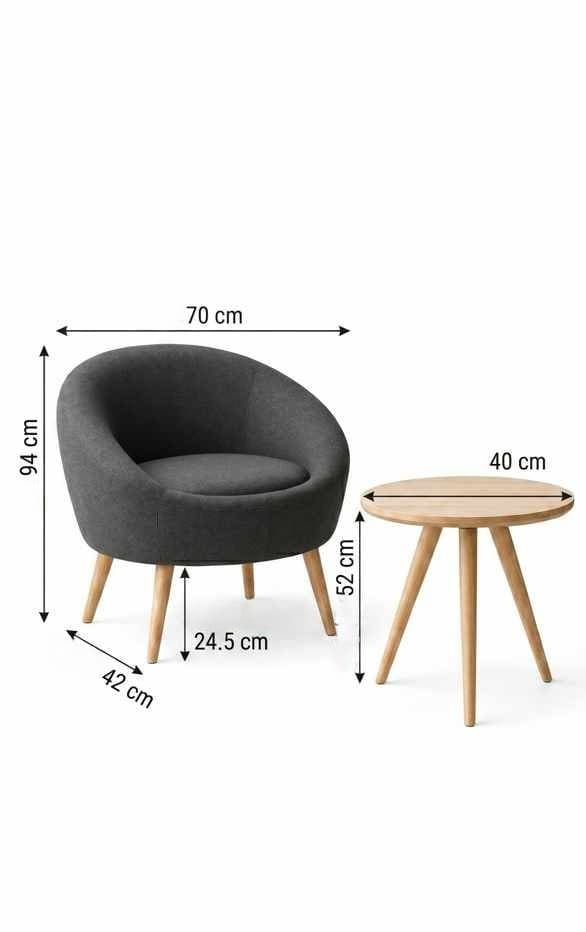 Sada křesla a odkládacího stolku Cay Seti, Antracit 4