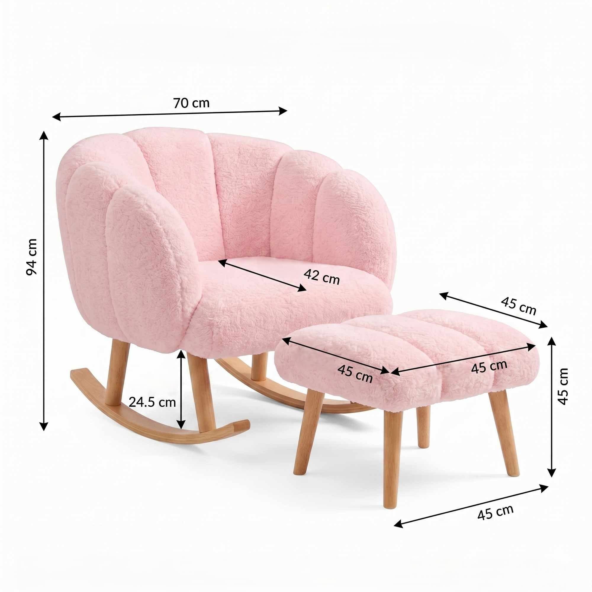 Čalouněné houpací křeslo Lotus s podnožkou Wellsoft, Růžové 3