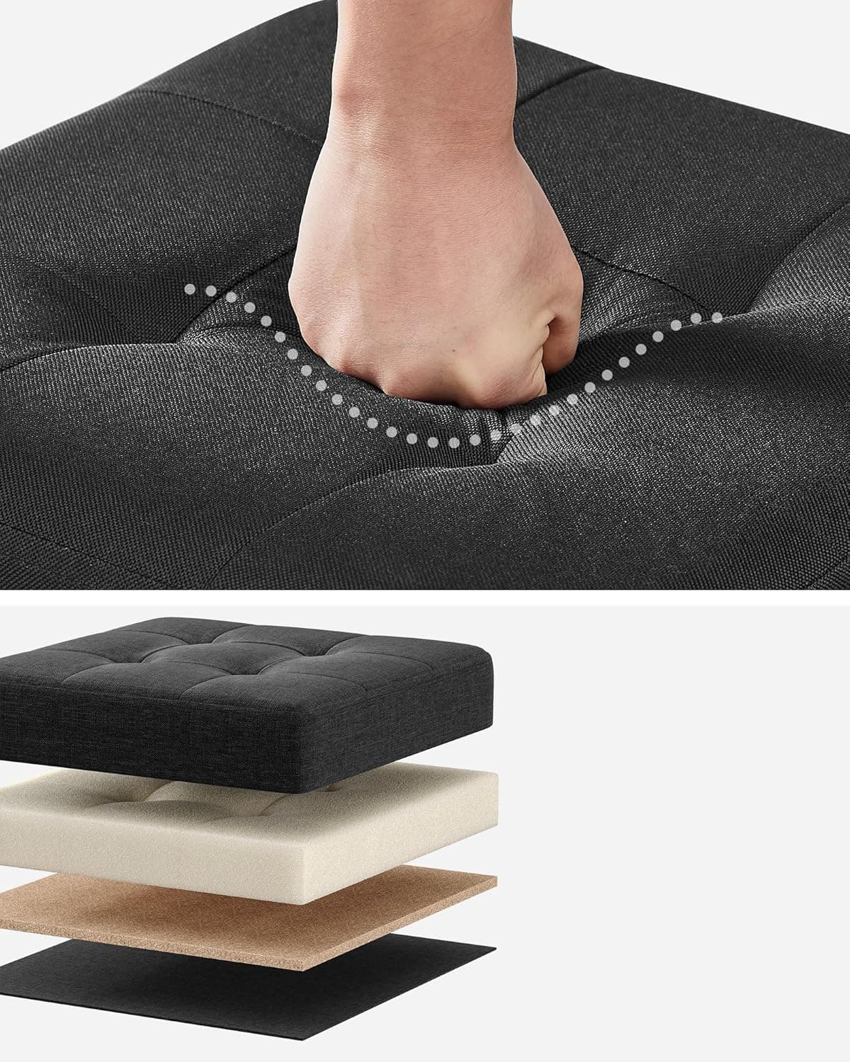 Taburet s úložným prostorem Cenry 38 cm, Černý 6
