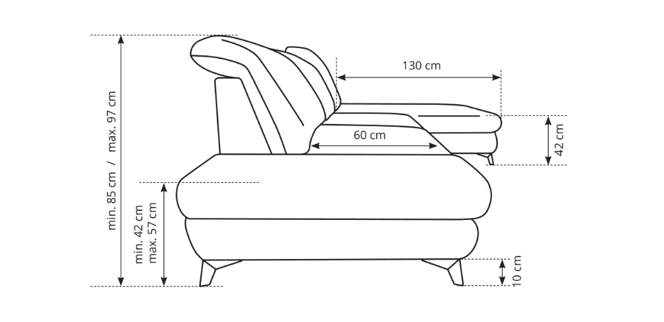 Rozkládací polohovací rohová sedací souprava Harper 284 cm, Loft 01 krémová levá, levá strana 9
