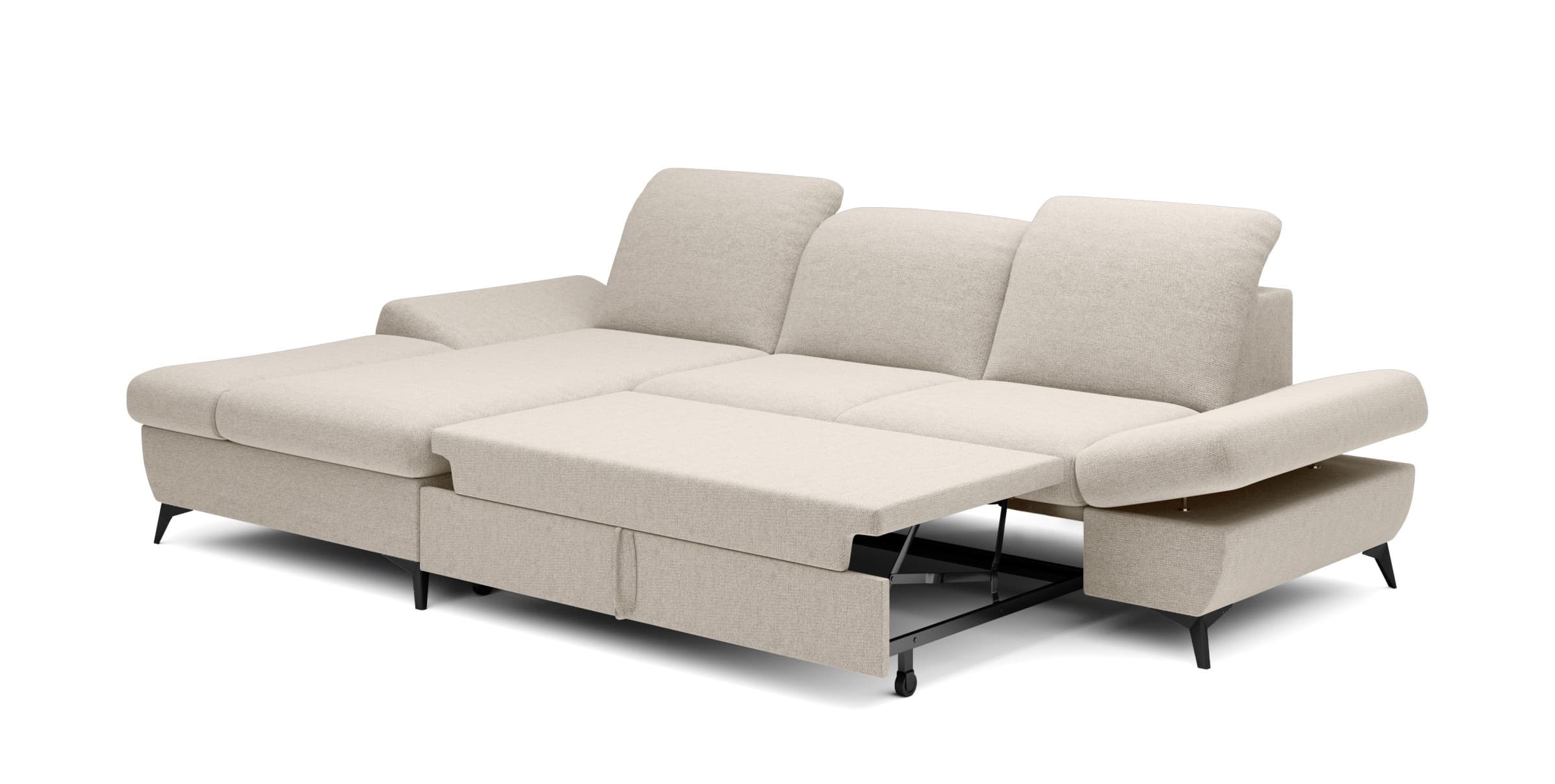 Rozkládací polohovací rohová sedací souprava Harper 284 cm, Loft 01 krémová levá, levá strana 4