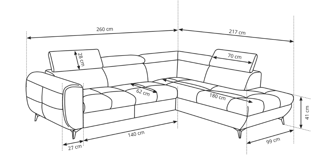 Rozkládací rohová sedací souprava Mona Pik 260 cm, Letto 38 khaki levá, levá strana 9