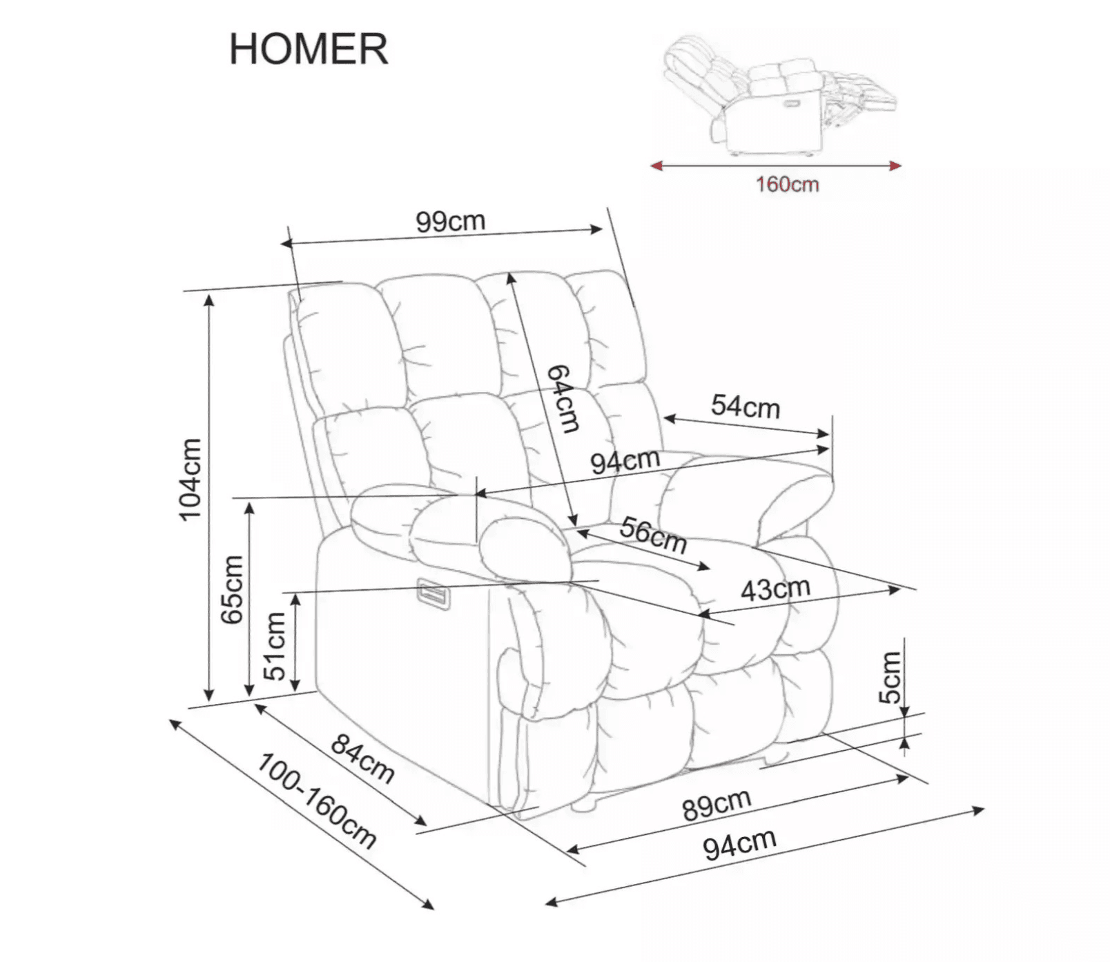 Designové elektricky polohovací relaxační křeslo Homer Raven s USB portem, Šedé 2