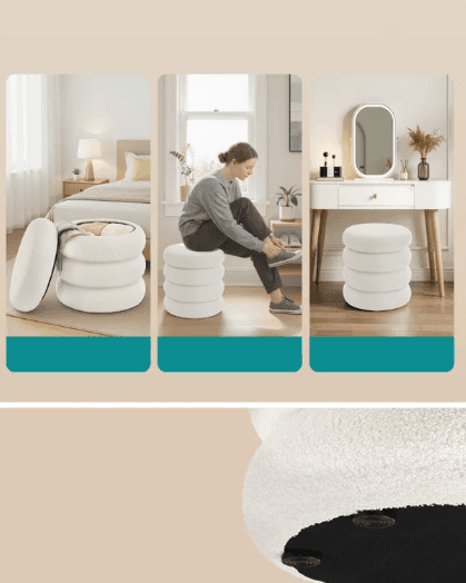 Taburet s úložným prostorem Omi 43 cm, Bílý 5