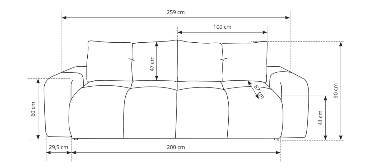 Rozkládací pohovka Soho 259 cm, Curio 09 béžová 10