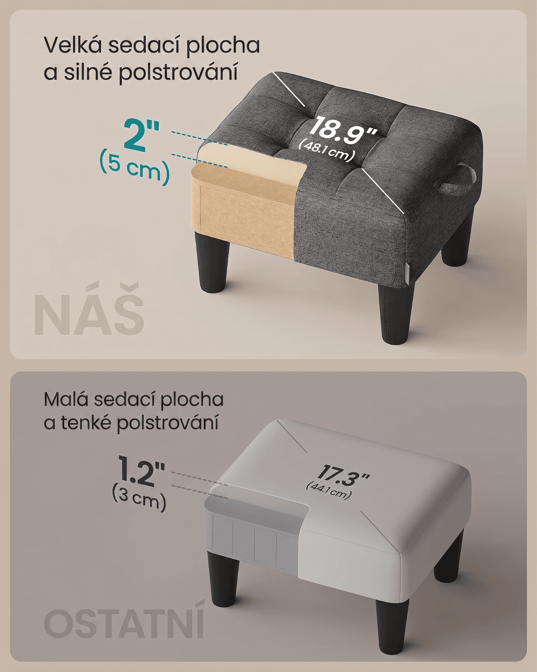 Taburet Reika 40 cm, Šedý 2