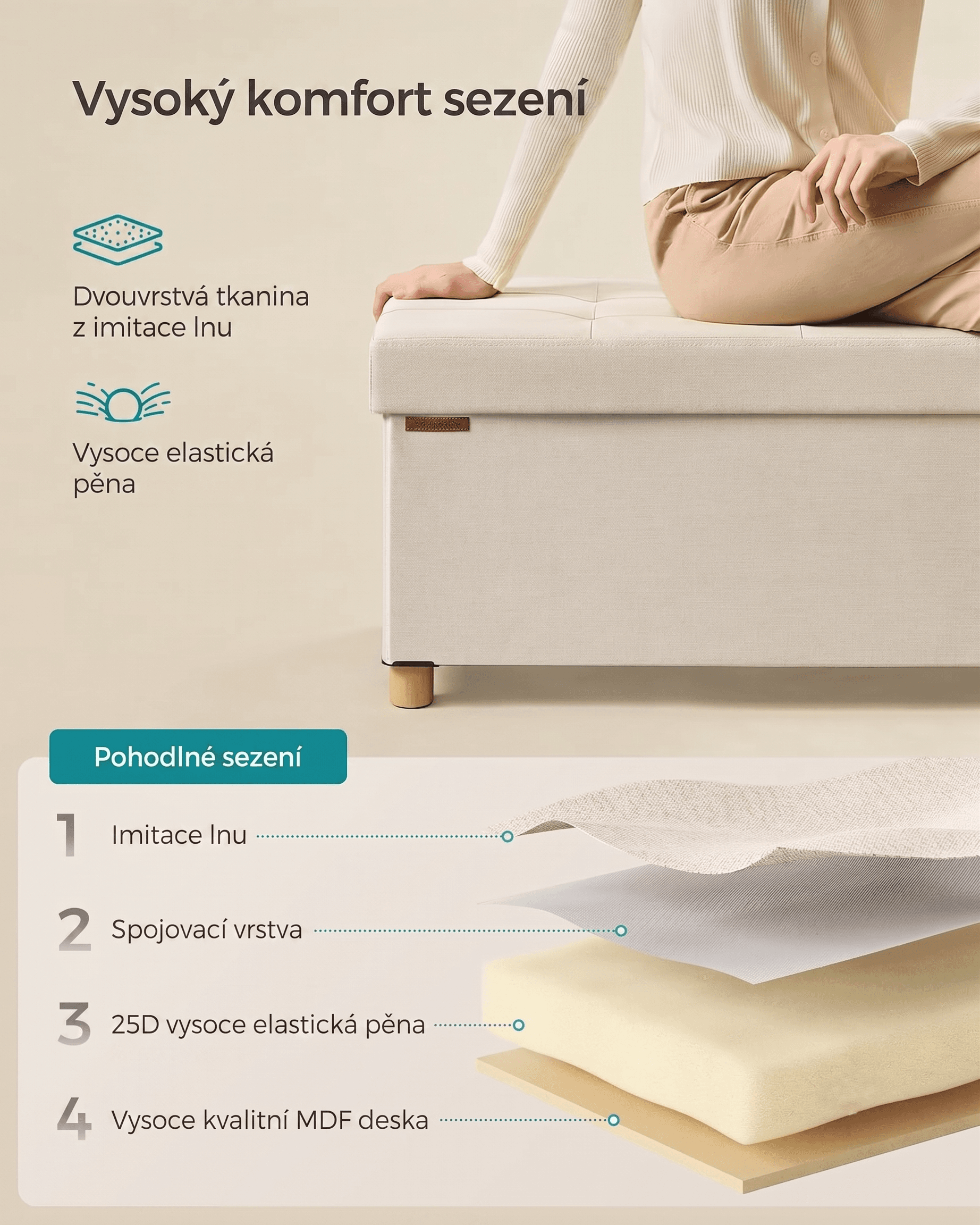 Taburet s úložným prostorem Engl 112 L, Bílý 5