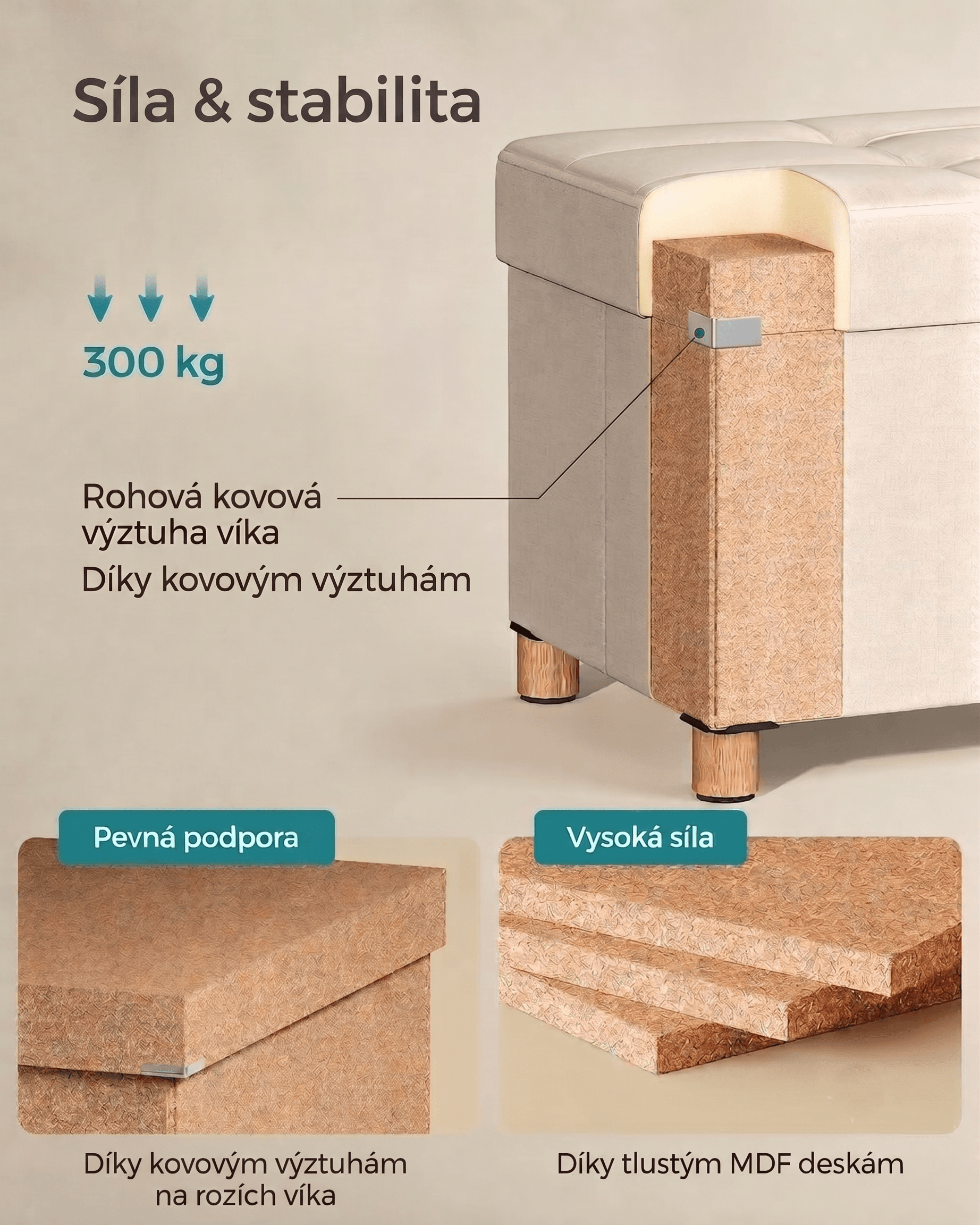 Taburet s úložným prostorem Engl 112 L, Bílý 4