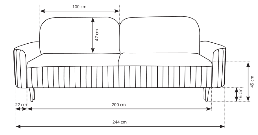 Rozkládací pohovka Vena 244 cm, Velluto 02 béžová 8