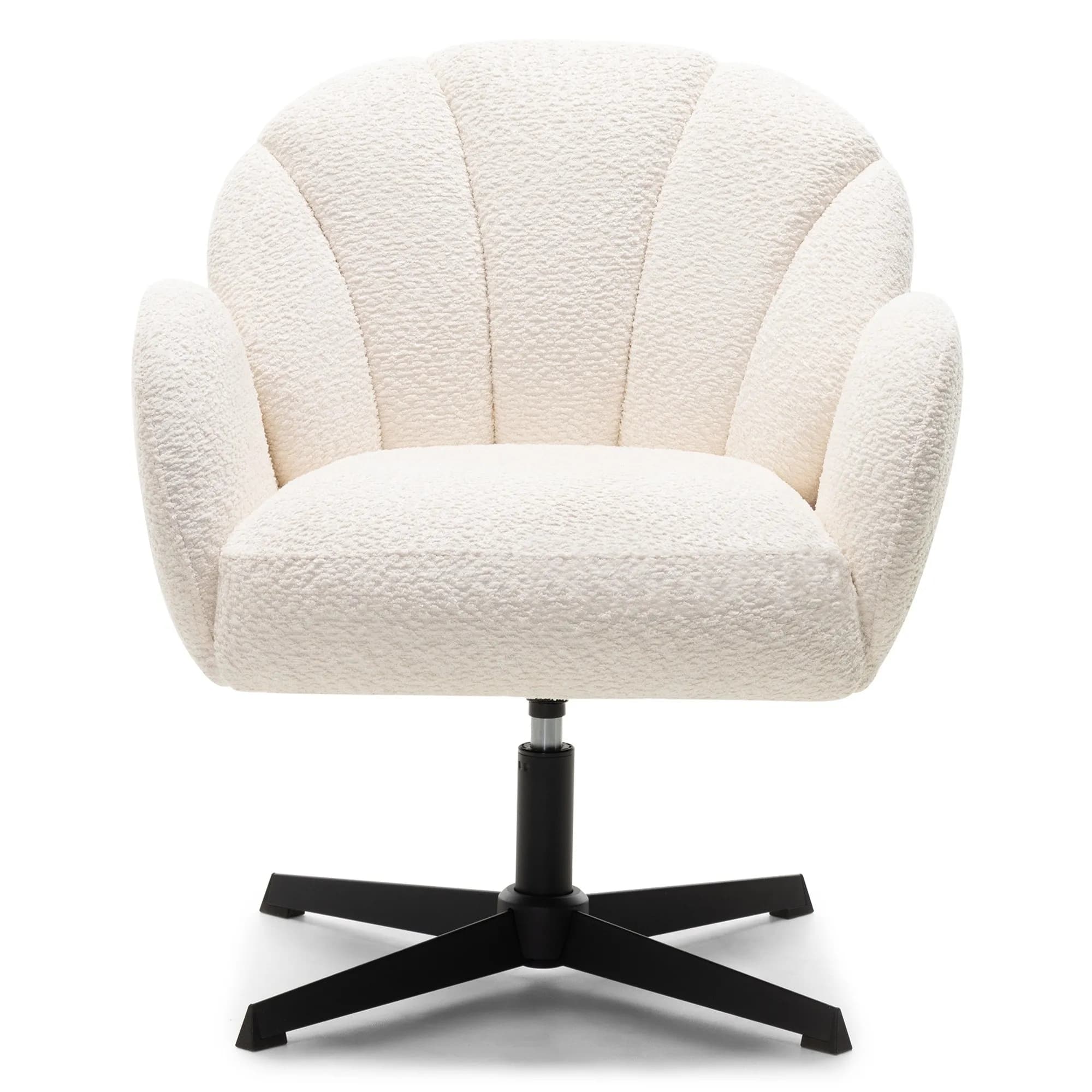 Otočné designové křeslo Casablanca bouclé, Bílé 5