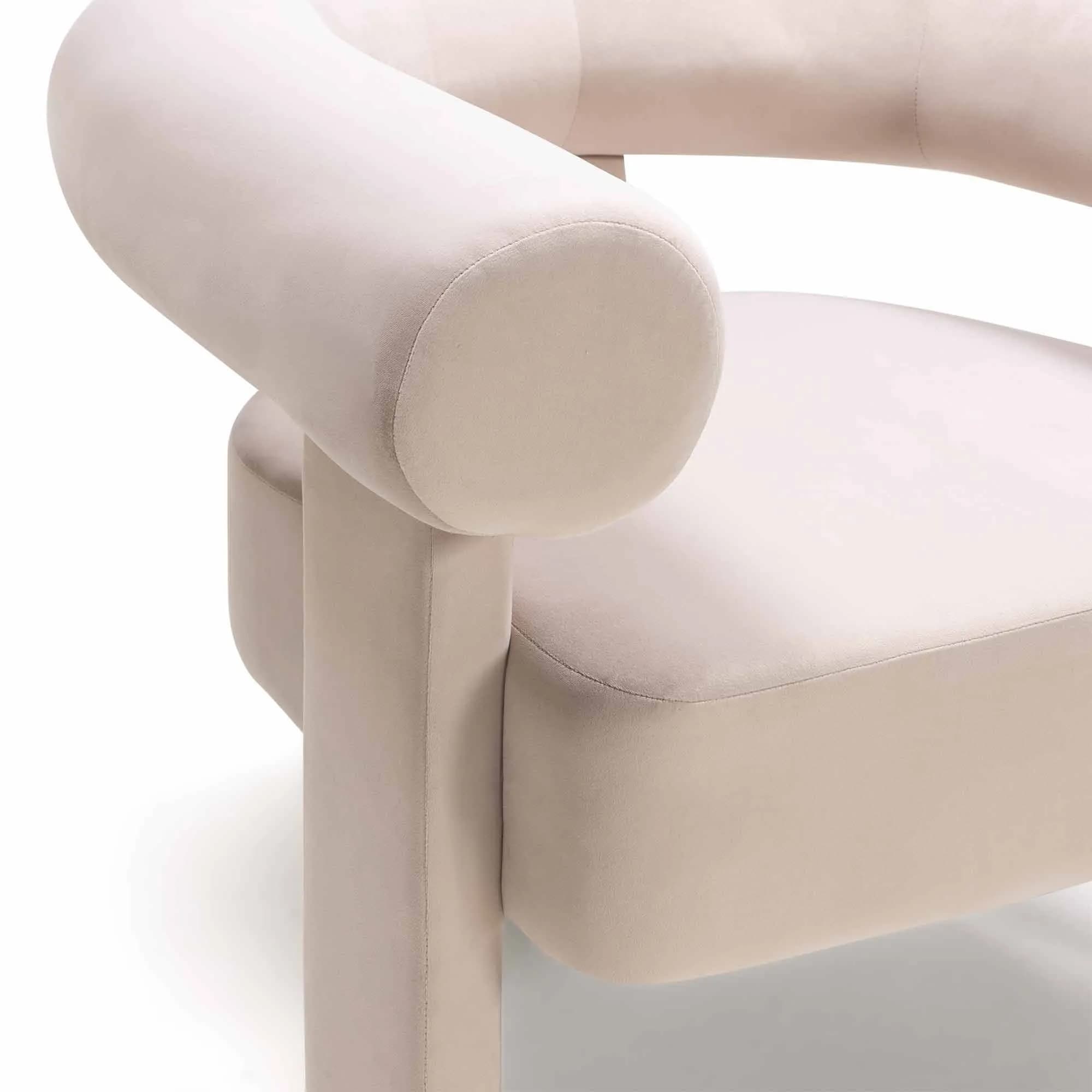 Designové sametové křeslo Hella, Světle béžové 4