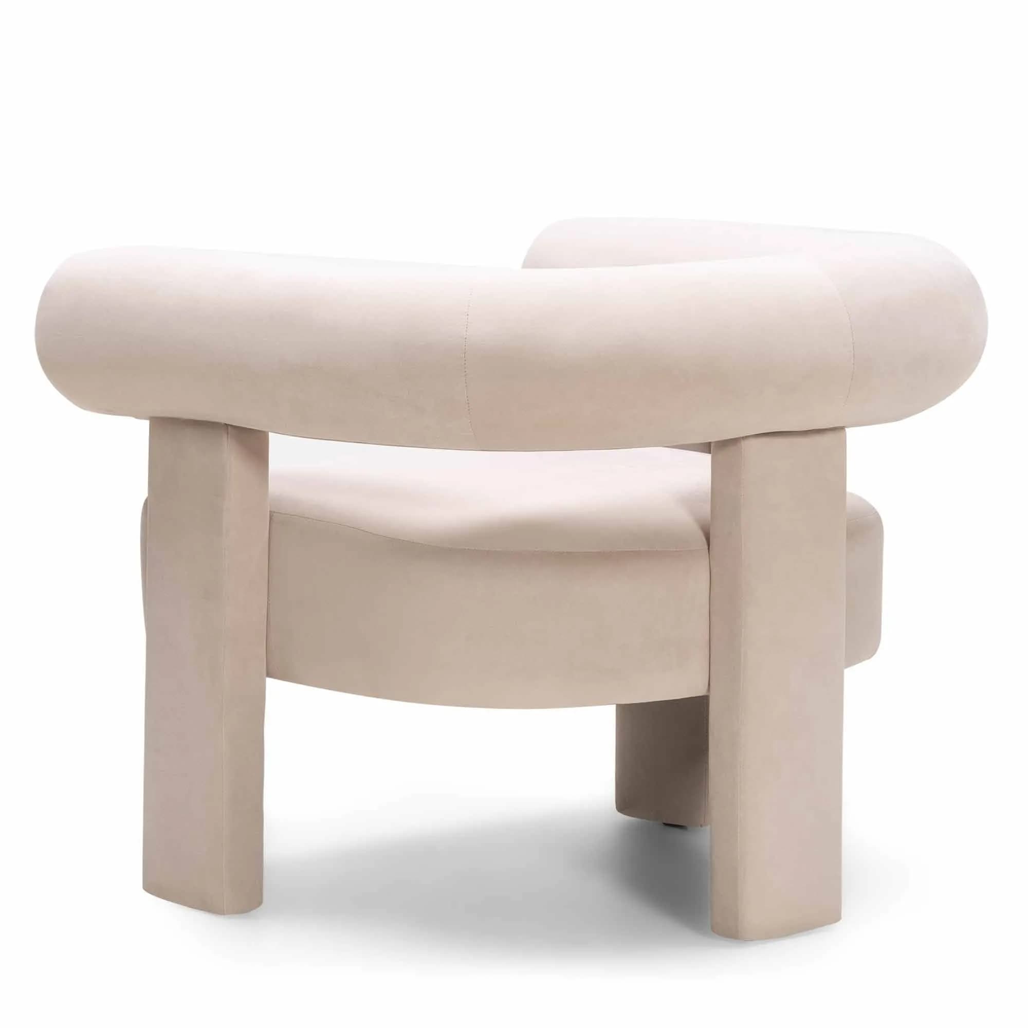 Designové sametové křeslo Hella, Světle béžové 7