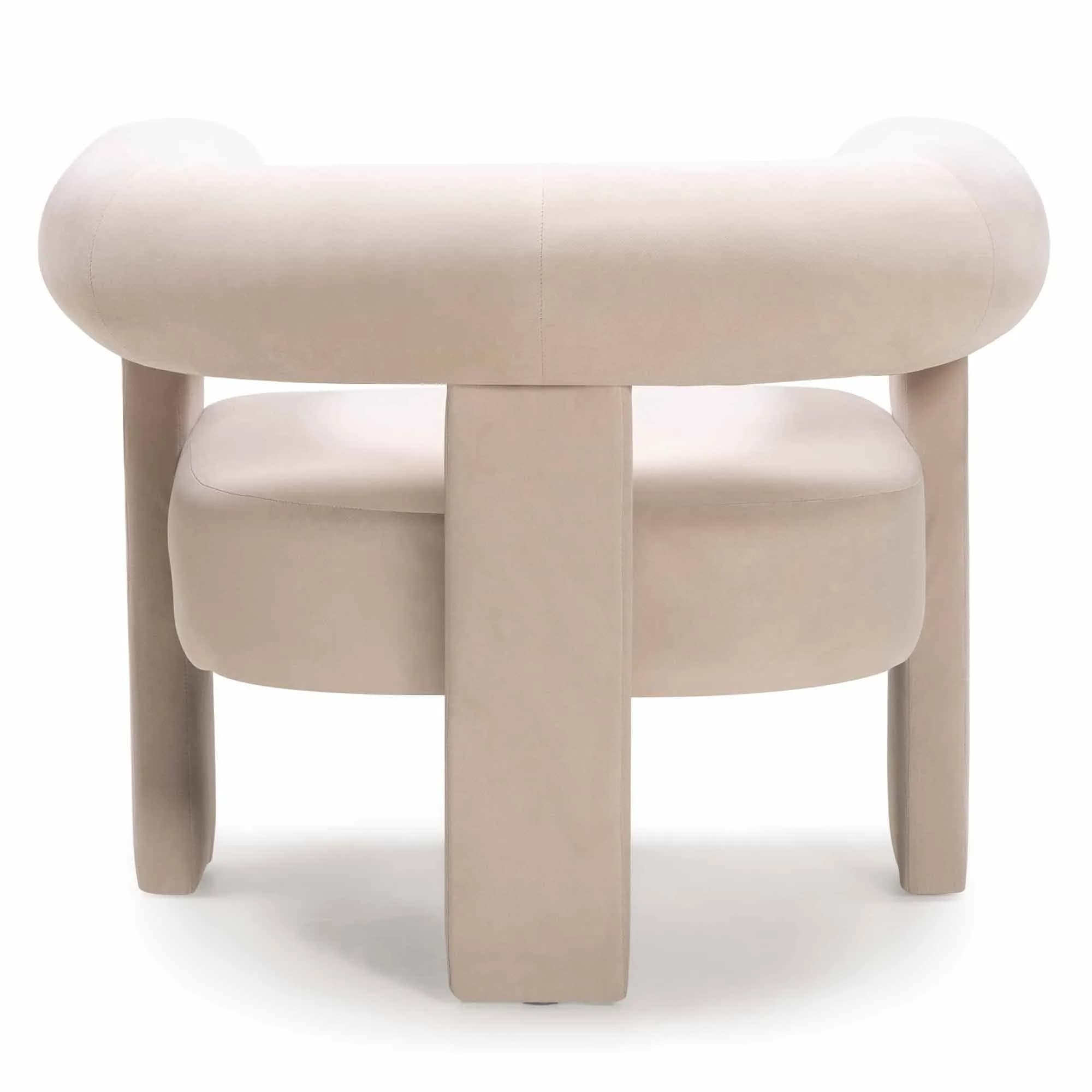 Designové sametové křeslo Hella, Světle béžové 10