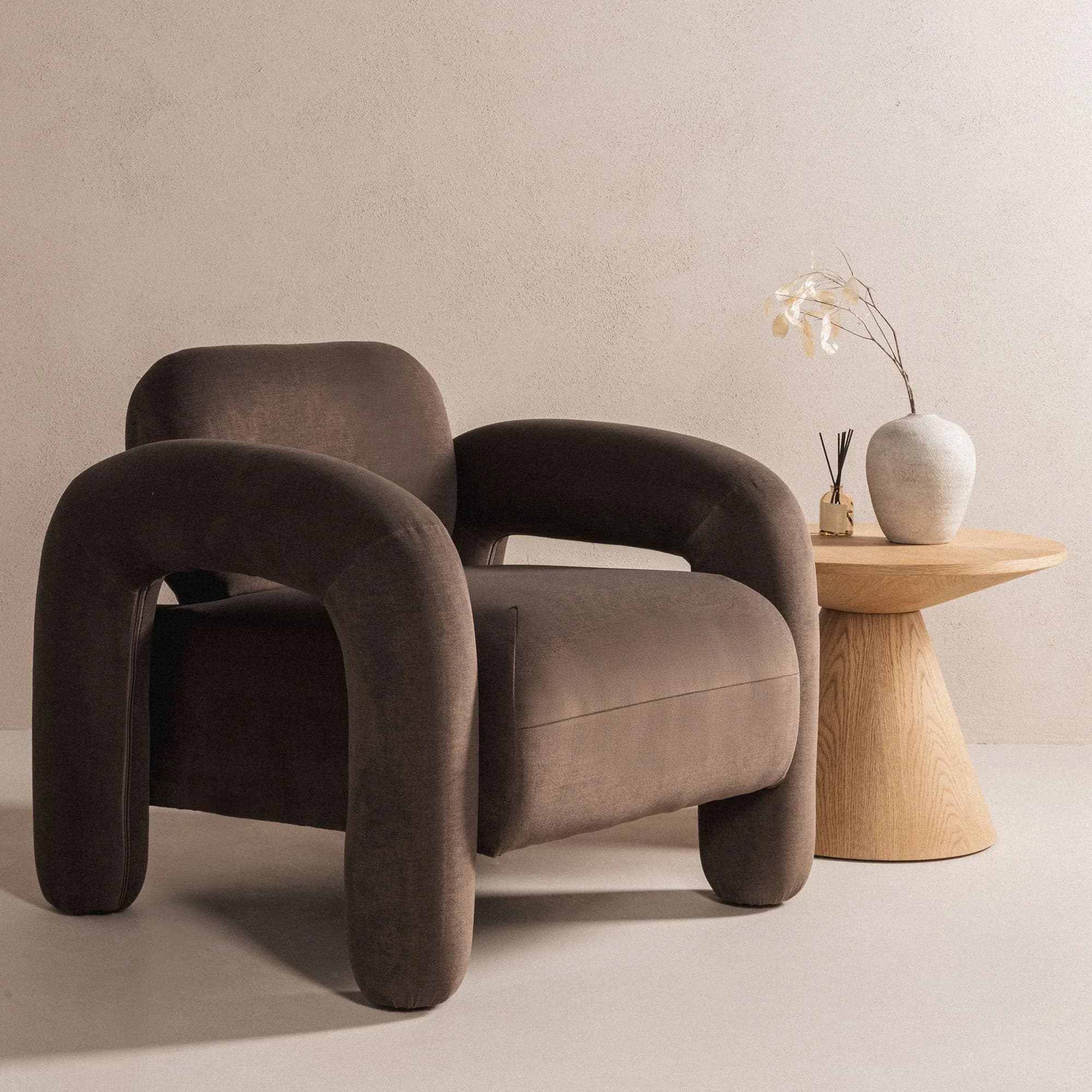 Designové křeslo Vico samet, Hnědé 2
