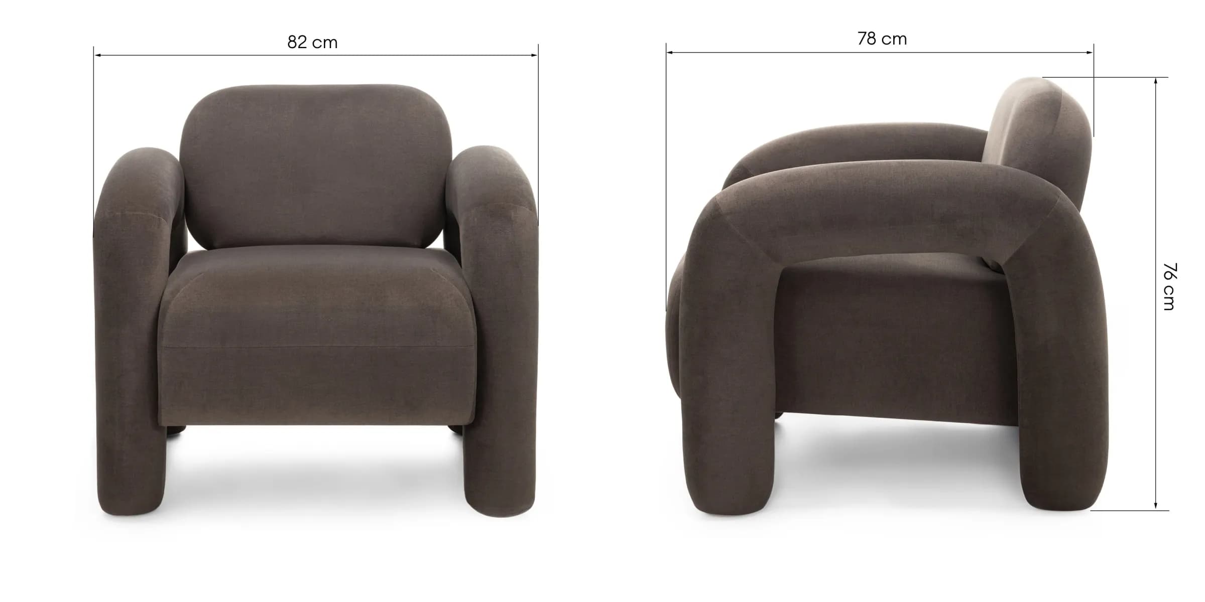Designové křeslo Vico samet, Hnědé 9