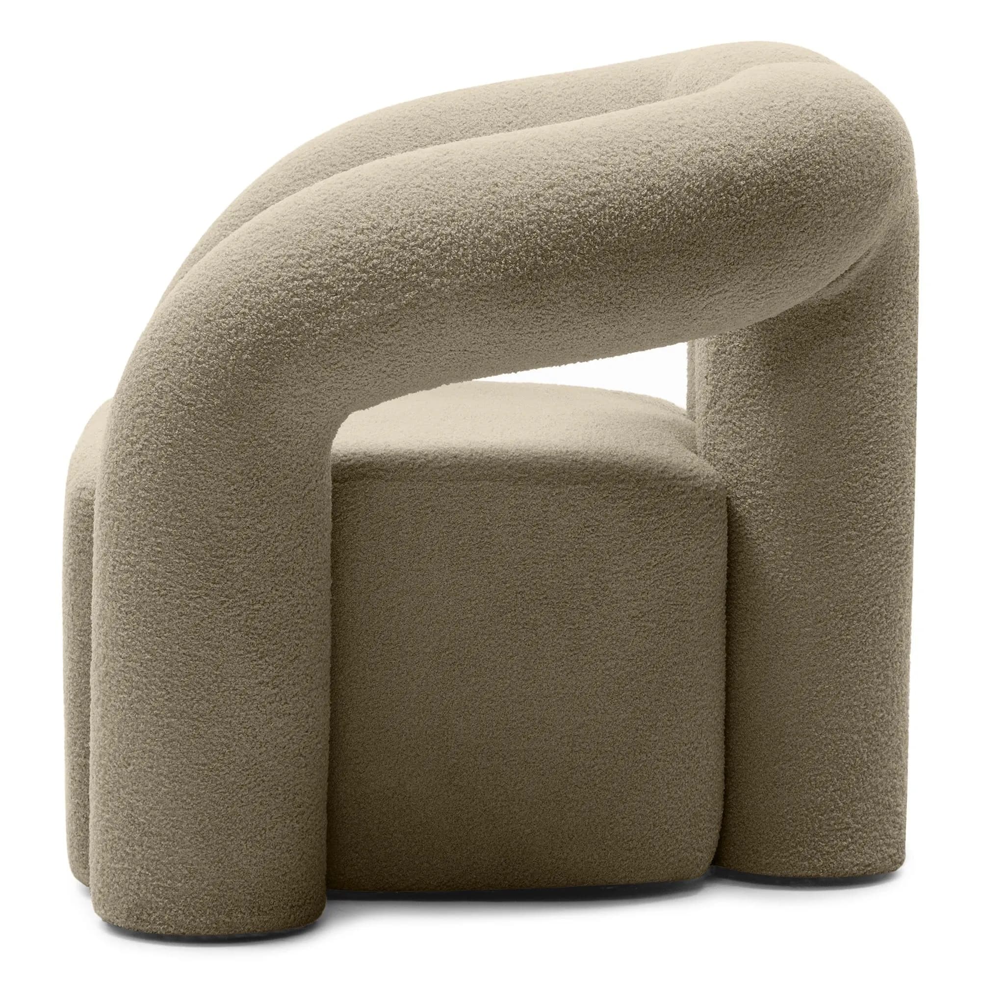 Designové křeslo Merry bouclé, Hnědé 5