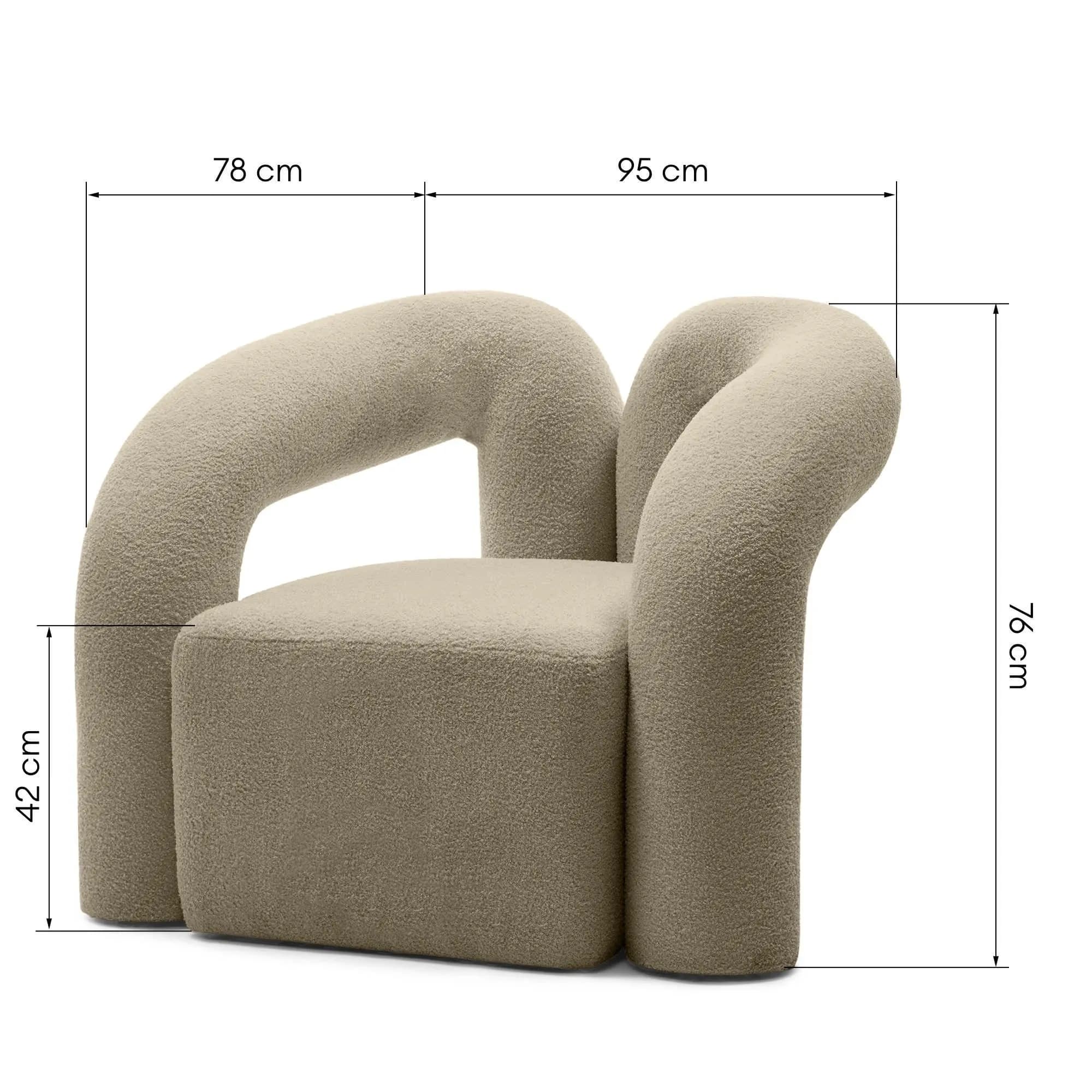 Designové křeslo Merry bouclé, Hnědé 9