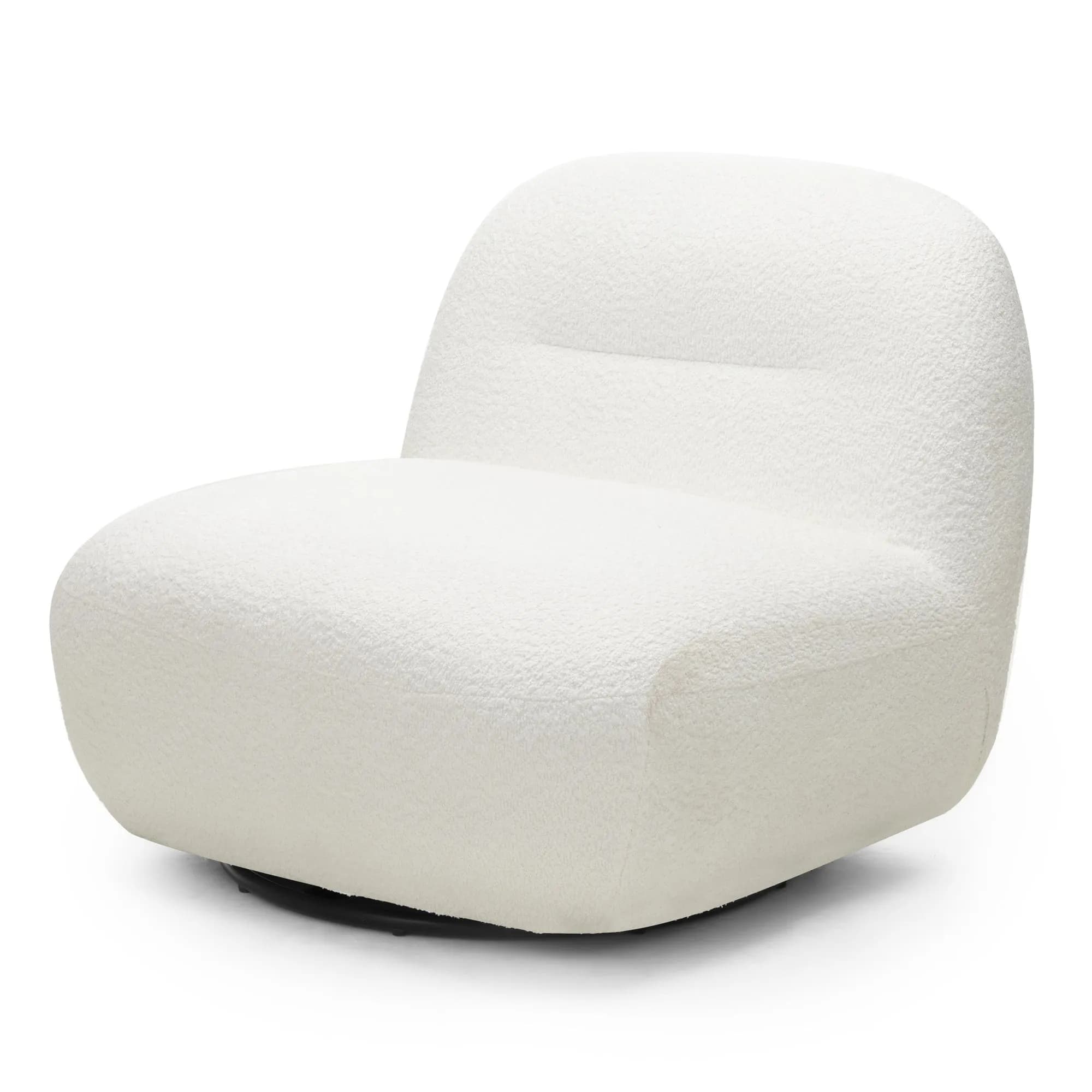 Otočné designové křeslo Giorgia bouclé, Krémové 4