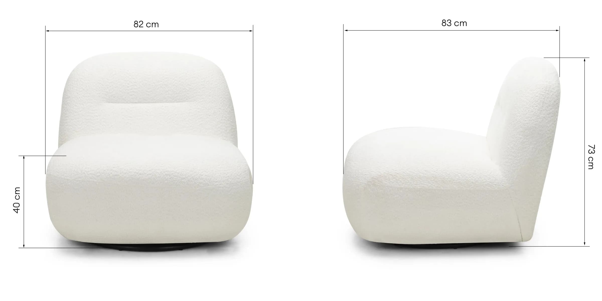 Otočné designové křeslo Giorgia bouclé, Krémové 9