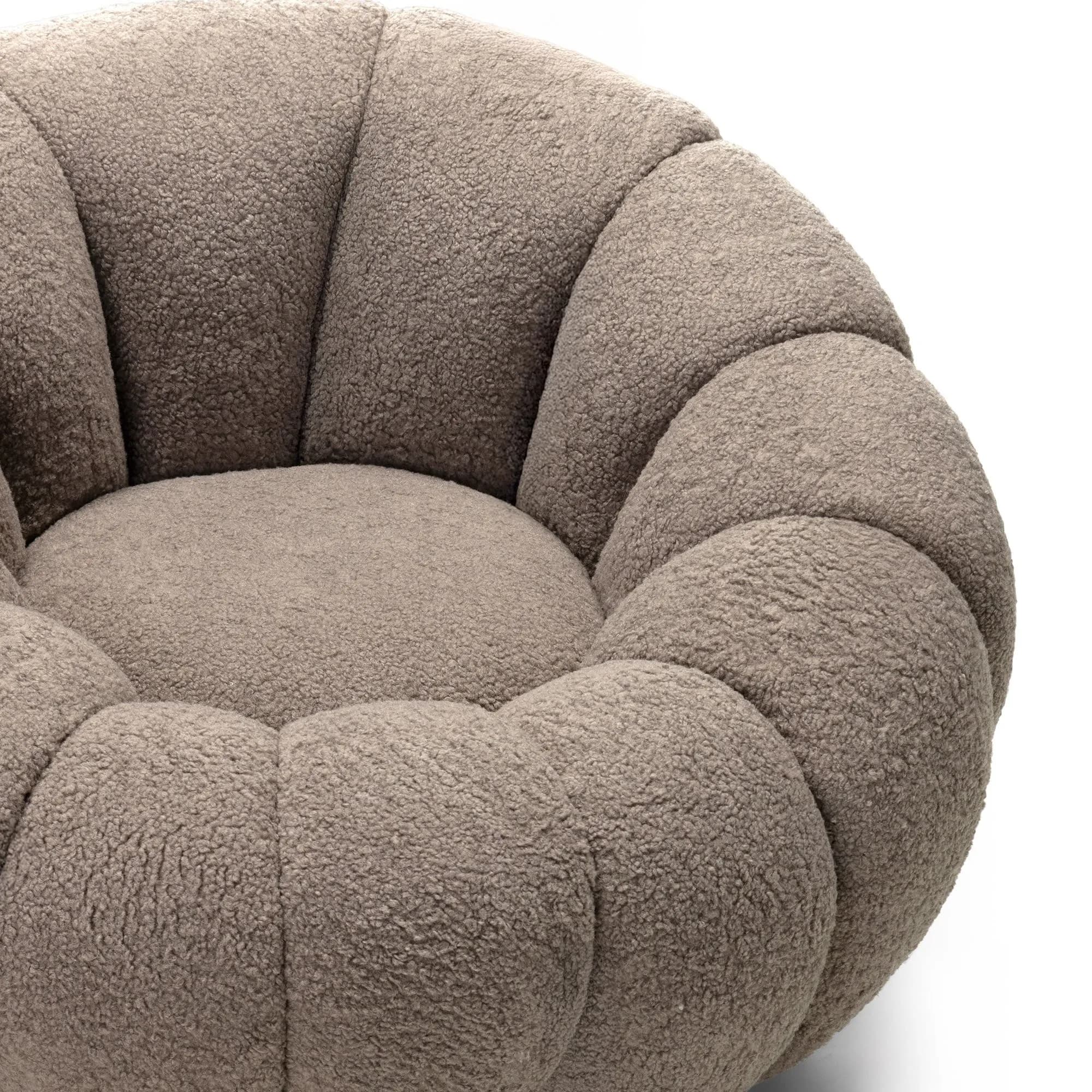 Designové otočné křeslo Venezia bouclé, Hnědá 3