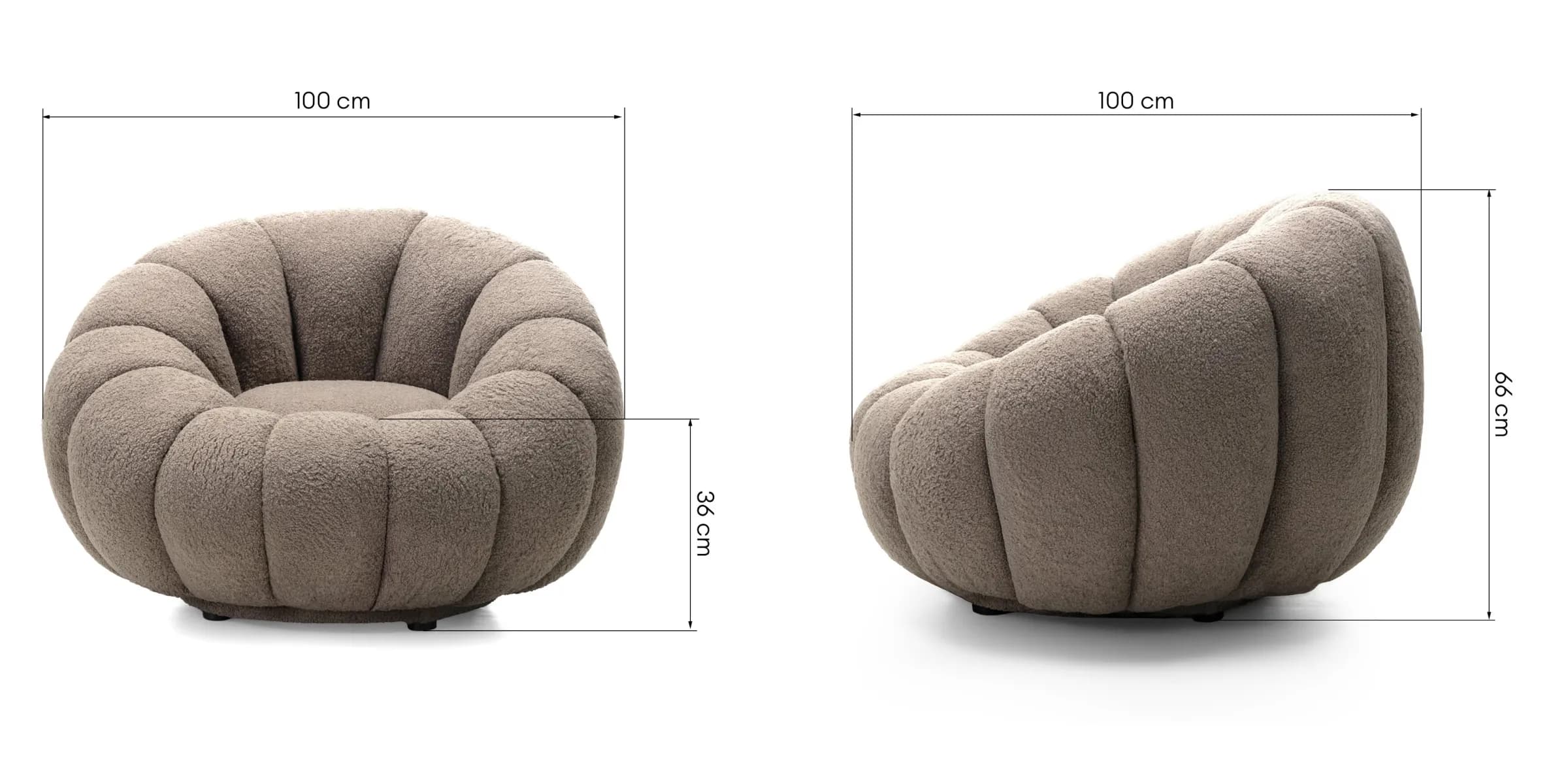 Designové otočné křeslo Venezia bouclé, Hnědá 8