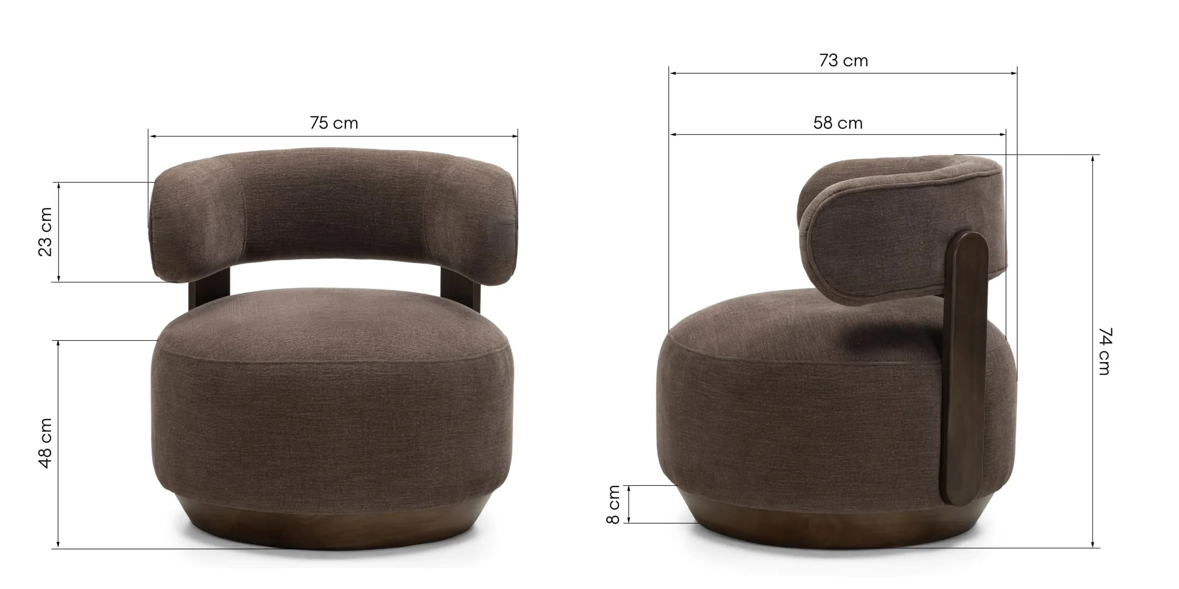 Designové křeslo Dolce espresso/ořech, š 75 × hl 73 × v 74 cm 9