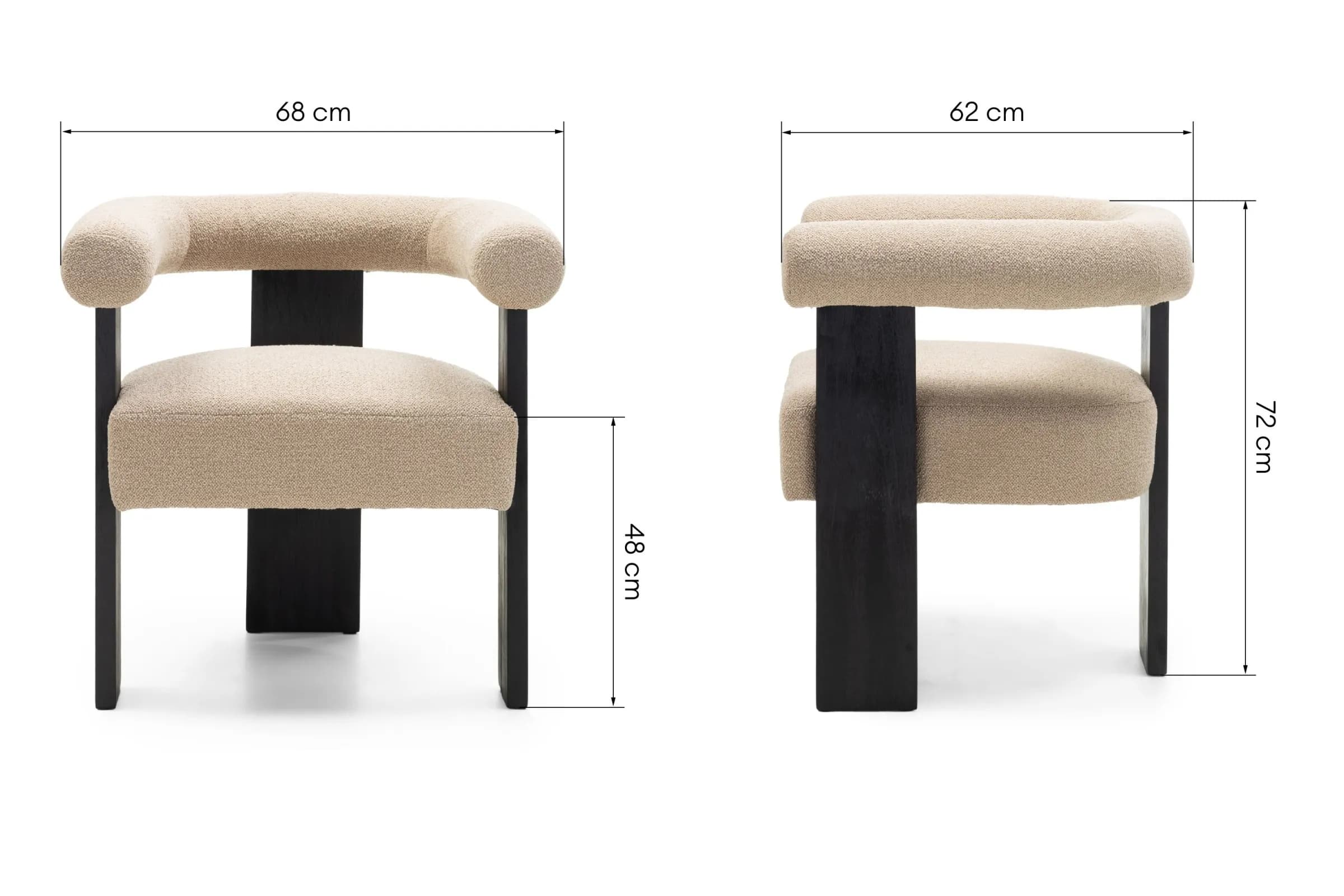 Designové křeslo Chilli z masivu, Béžové 9