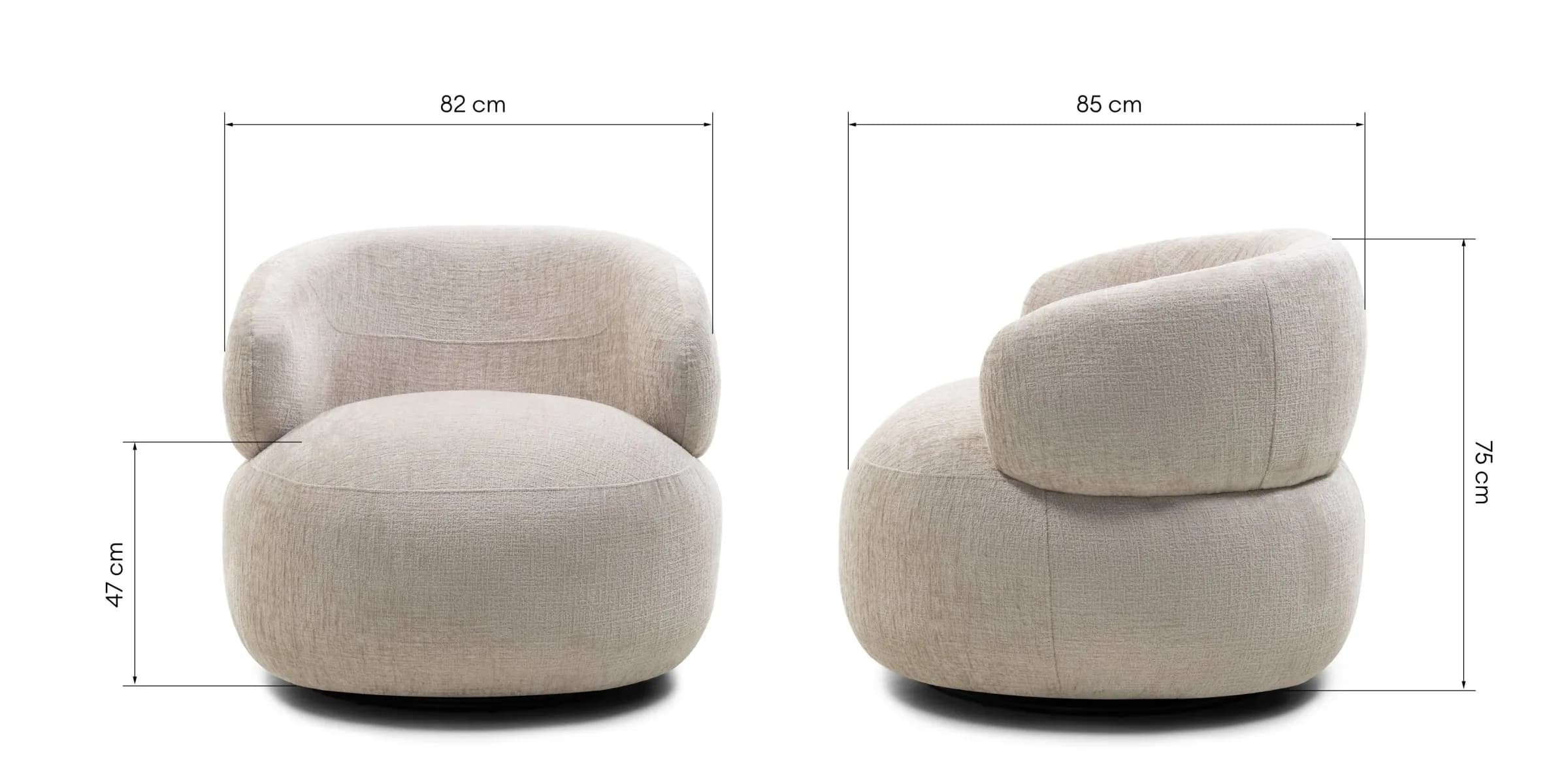 Otočné designové křeslo Rumble, Světle béžové 9