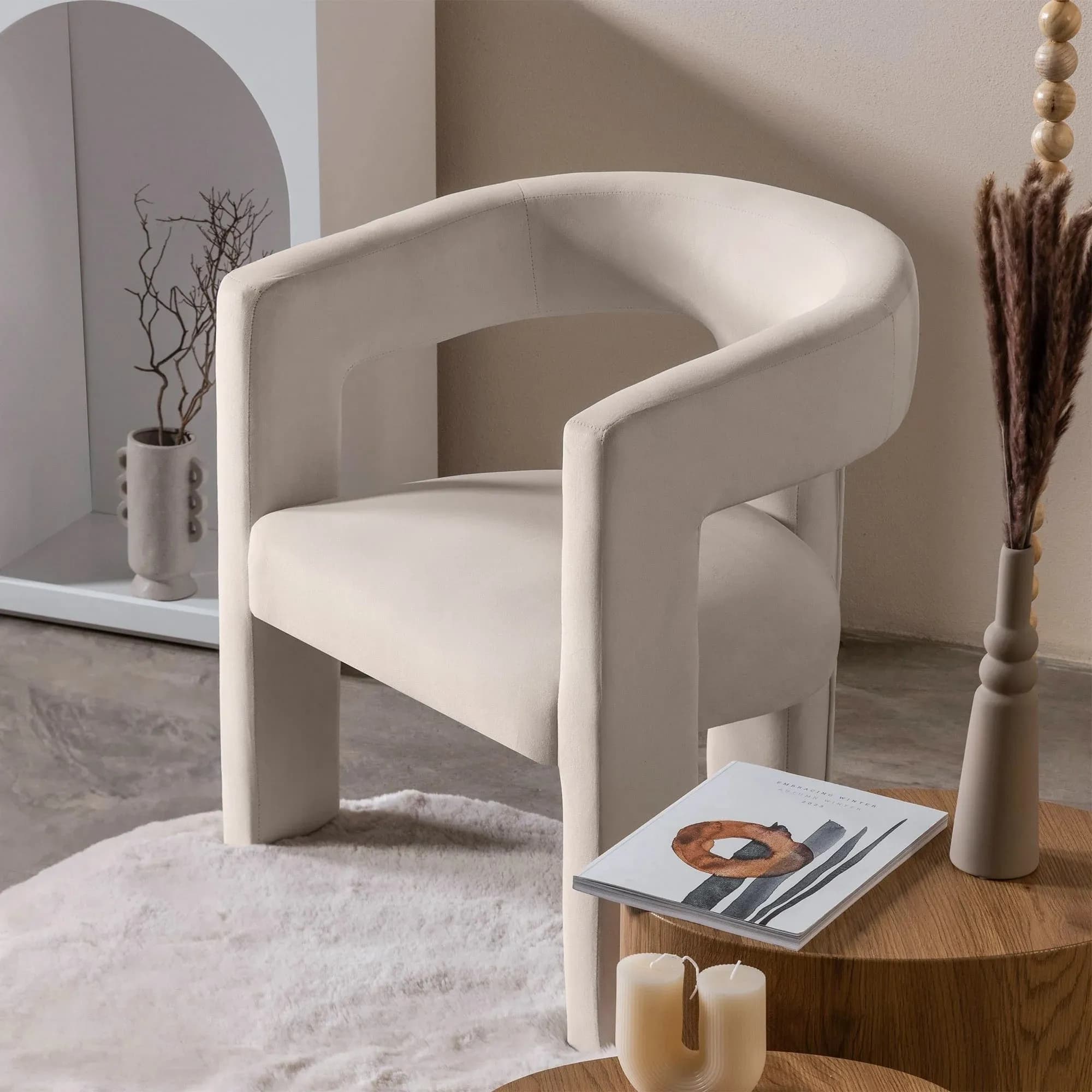 Designové křeslo Lory samet, Béžové 2