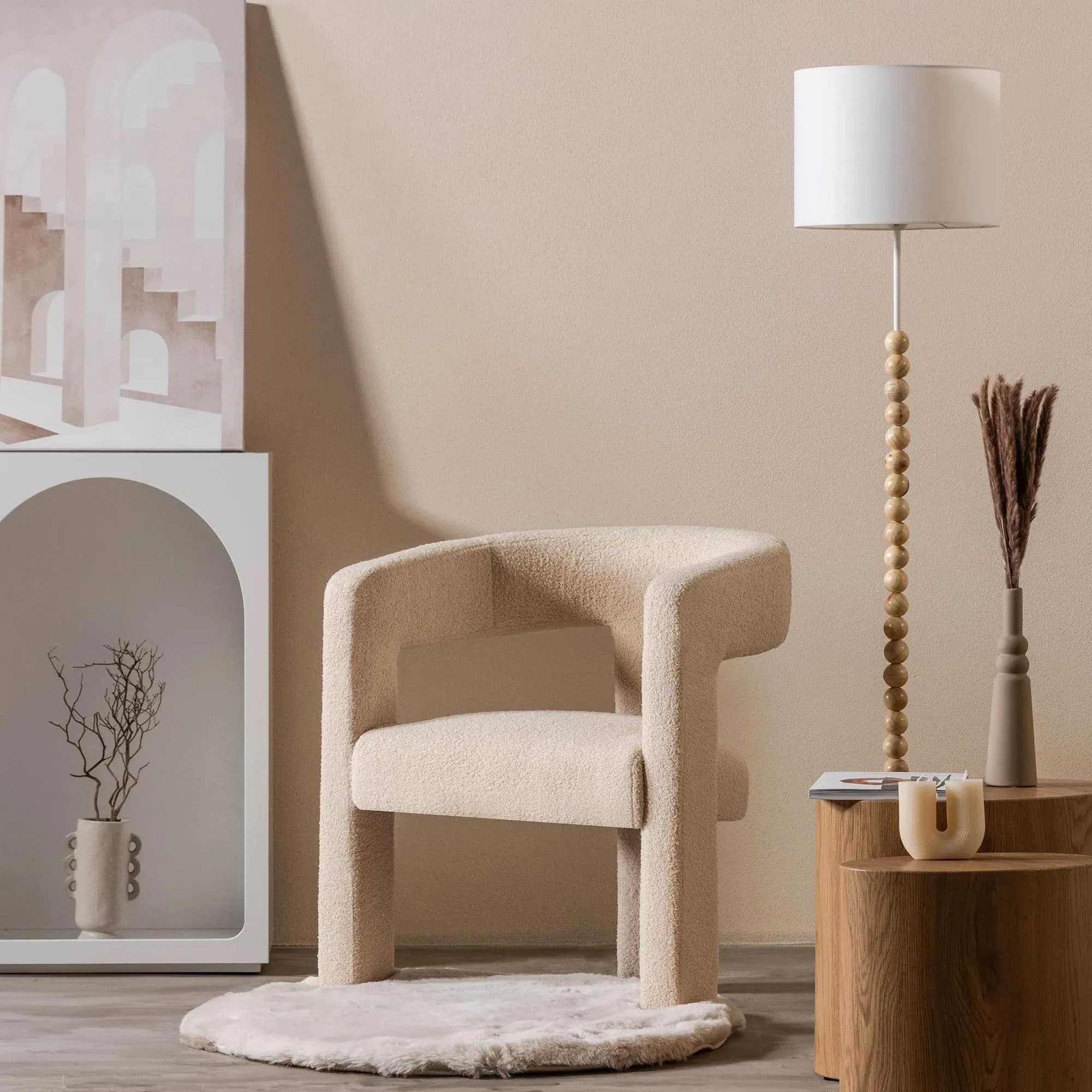 Designové křeslo Lory bouclé, Béžové 2