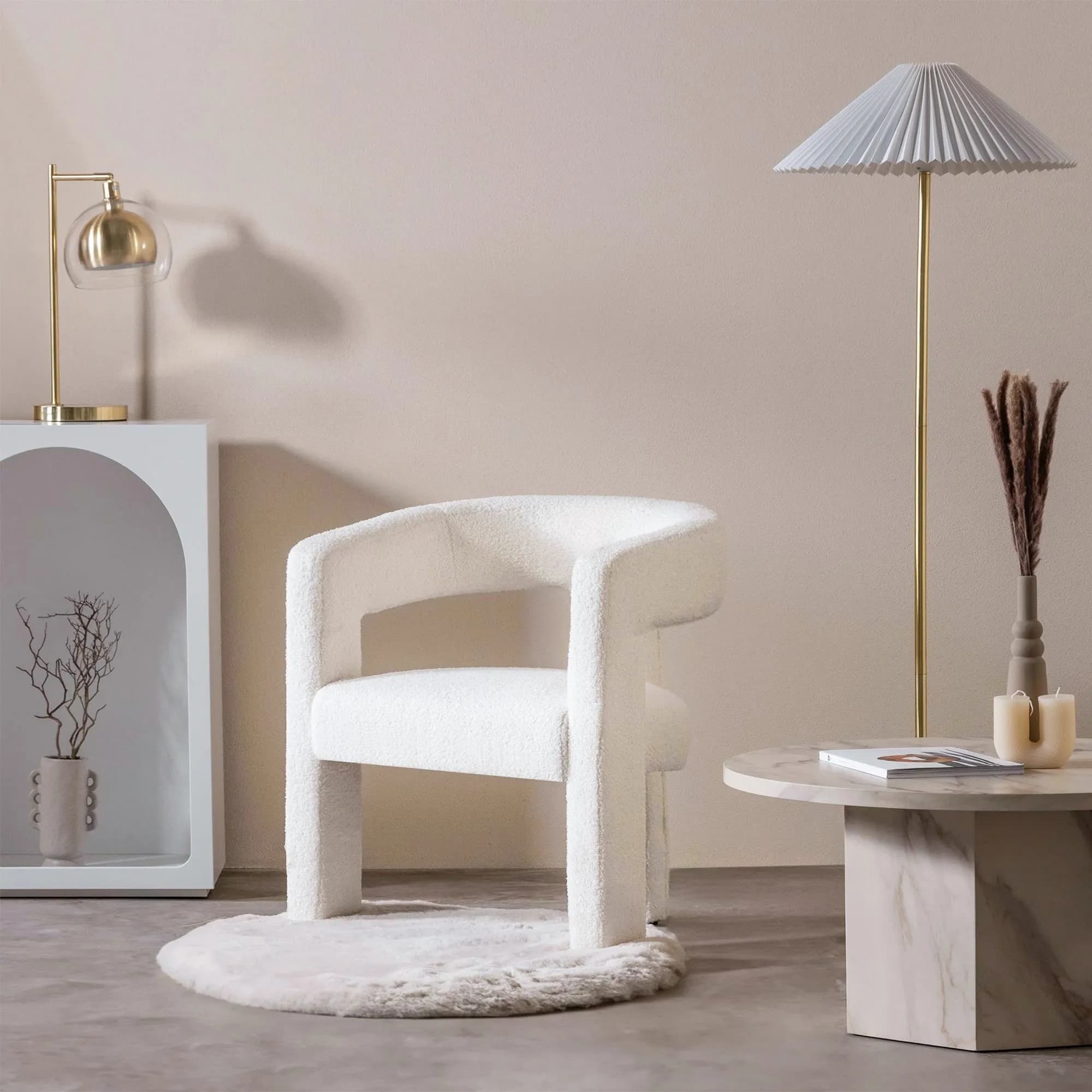 Designové křeslo Lory boucle, Krémové 2