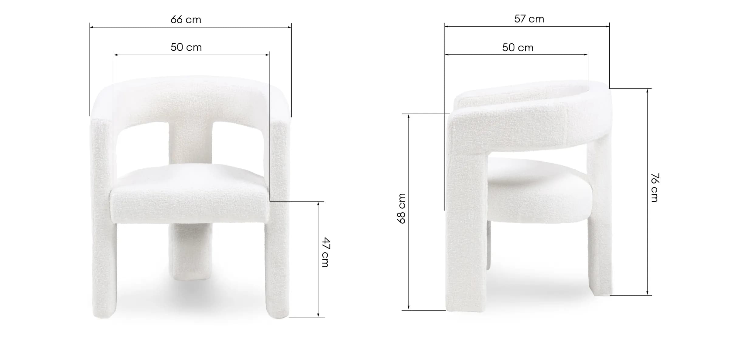 Designové křeslo Lory boucle, Krémové 9