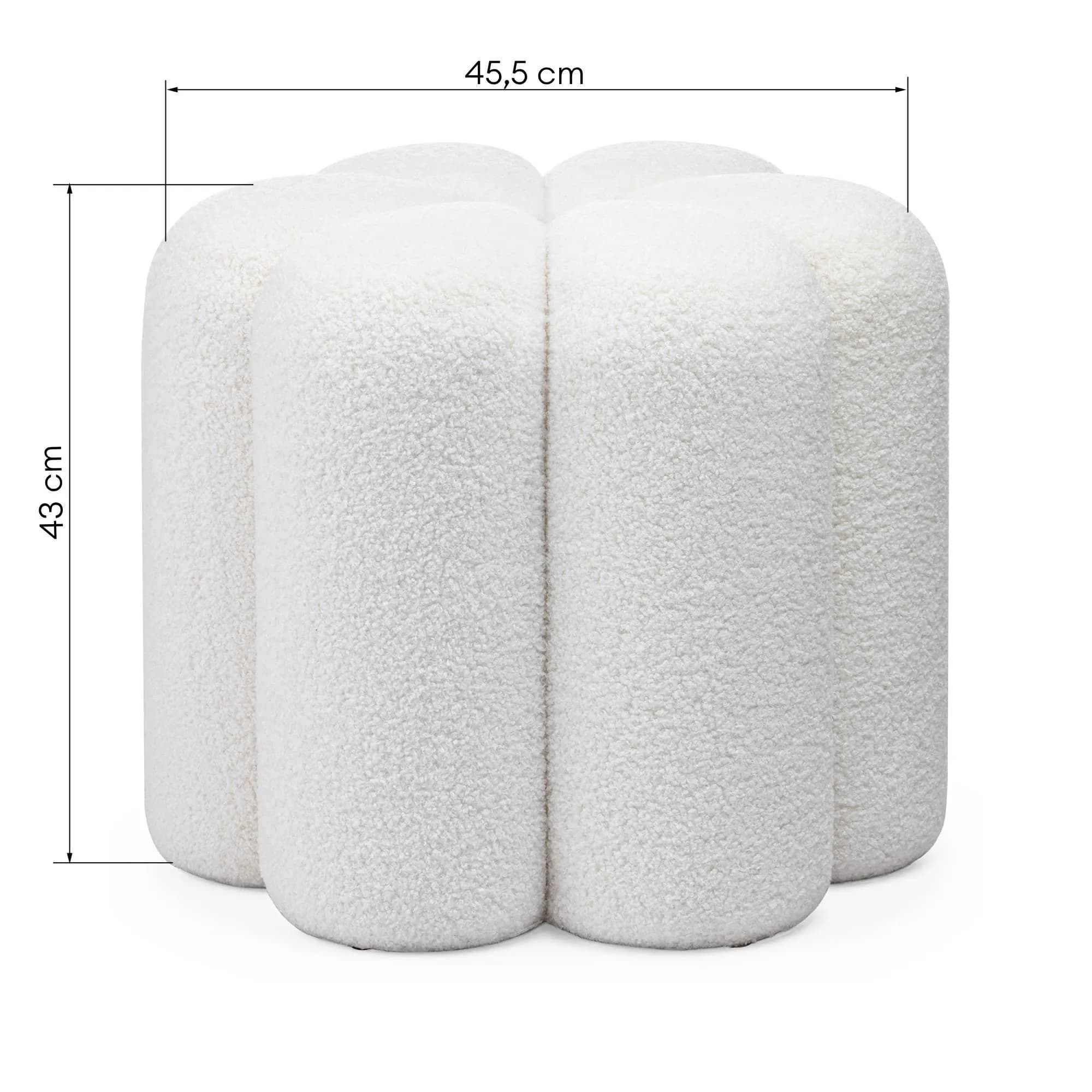 Designový taburet Quad bouclé, Bílý 6
