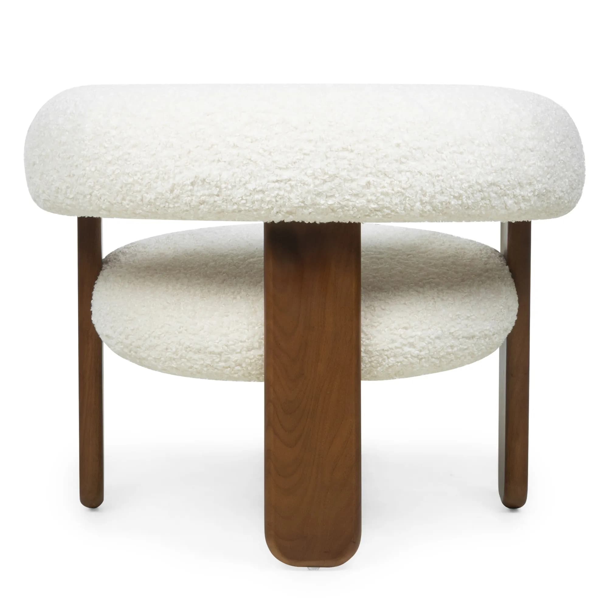Designové křeslo Jolie bouclé z masivu /ořech, Krémové 9