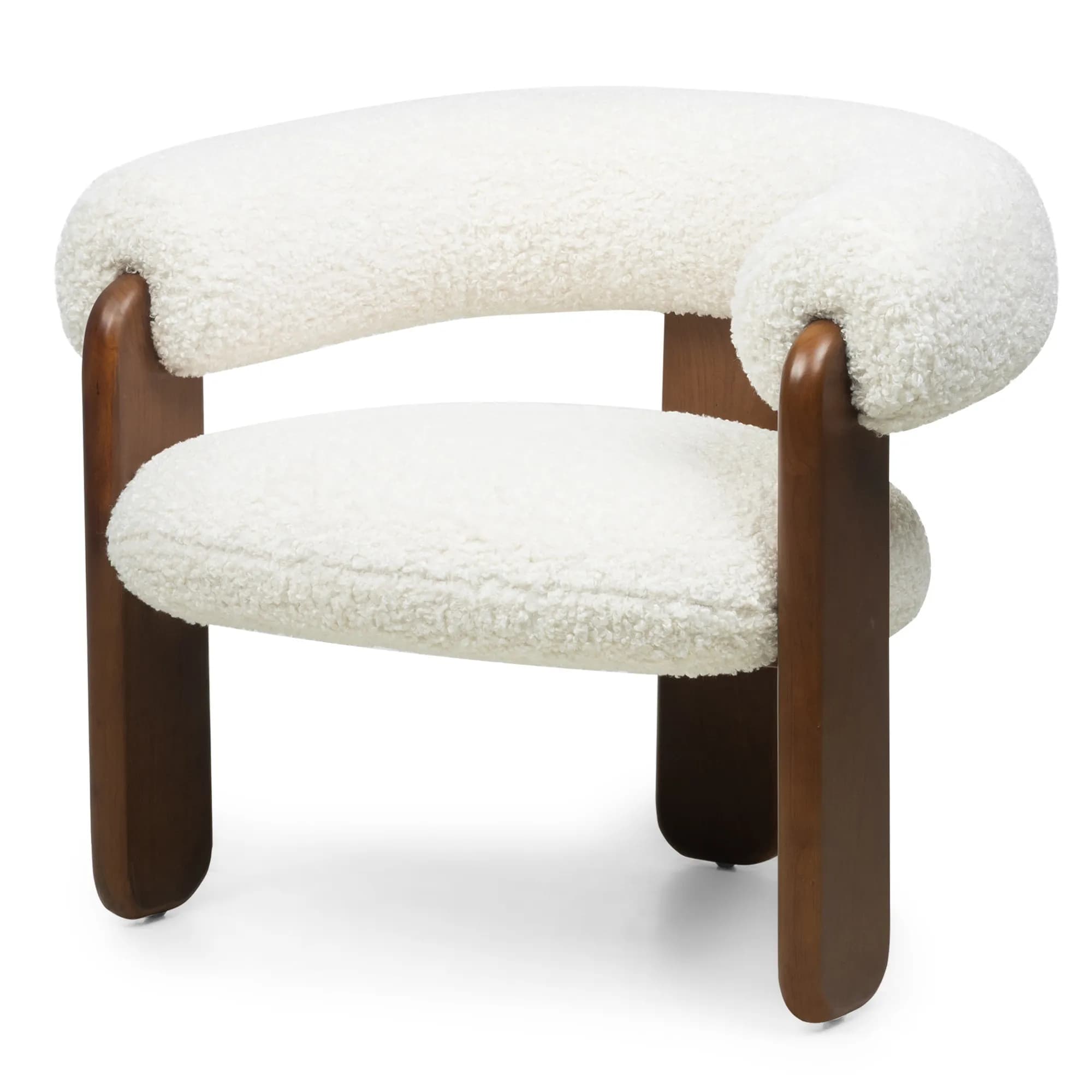 Designové křeslo Jolie bouclé z masivu /ořech, Krémové 5