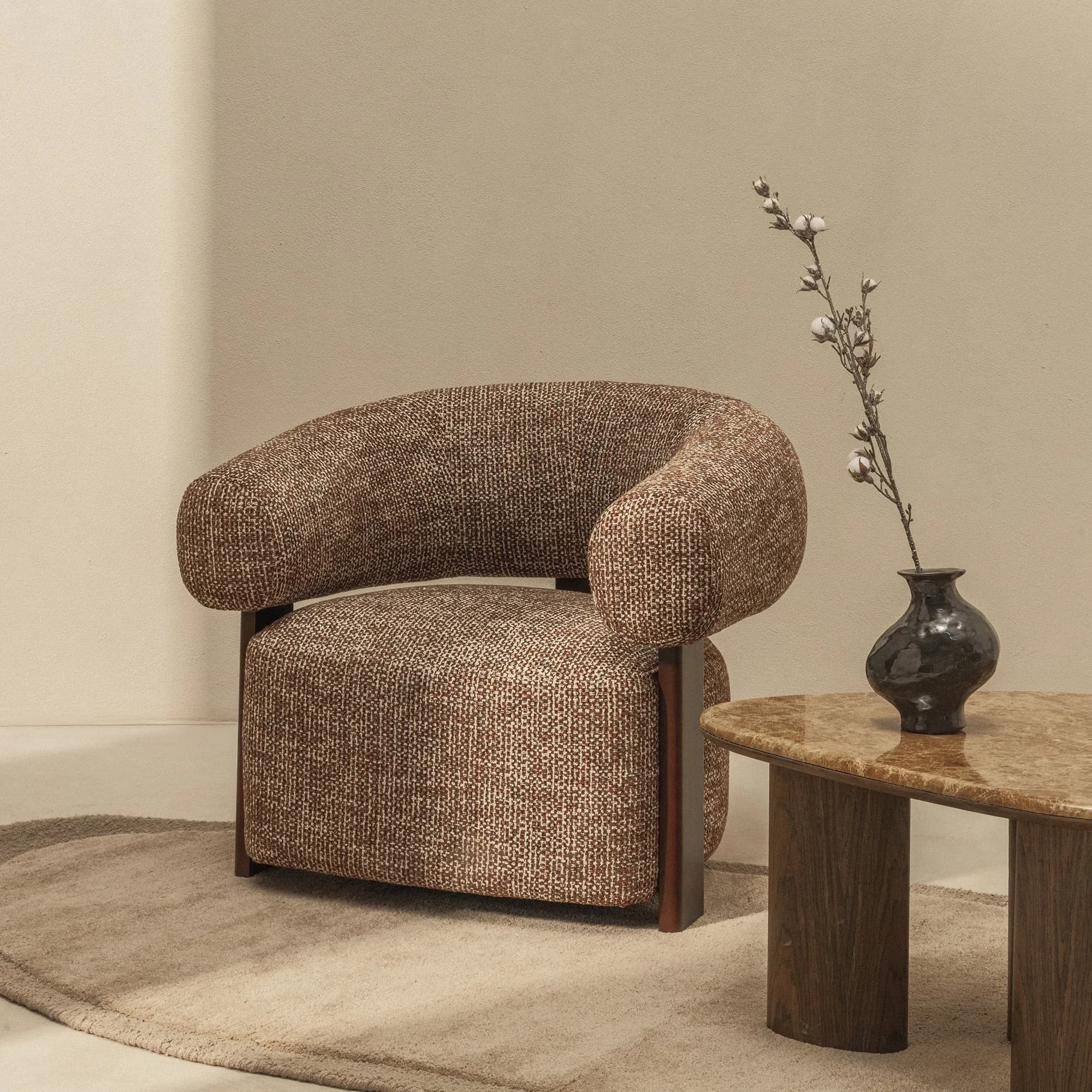Designové křeslo Maribel /ořech, Hnědo-krémové 3