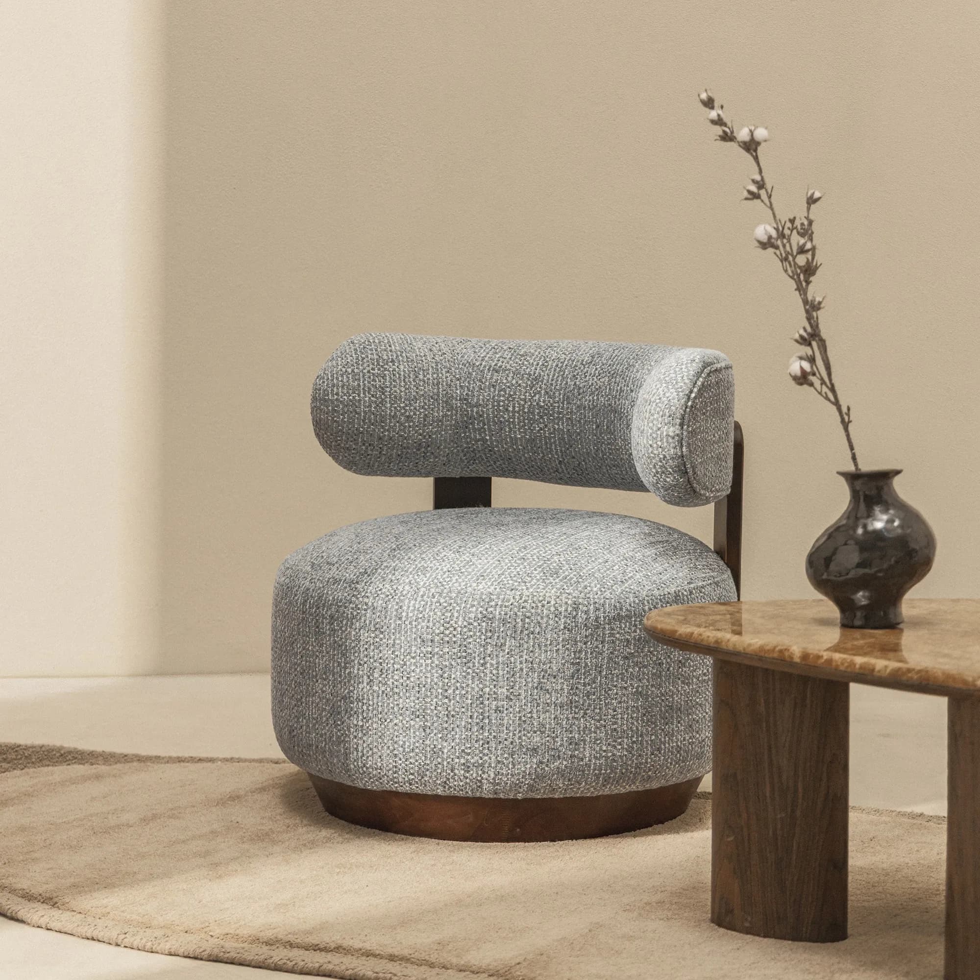 Designové křeslo Dolce /ořech, Modro-béžové 3