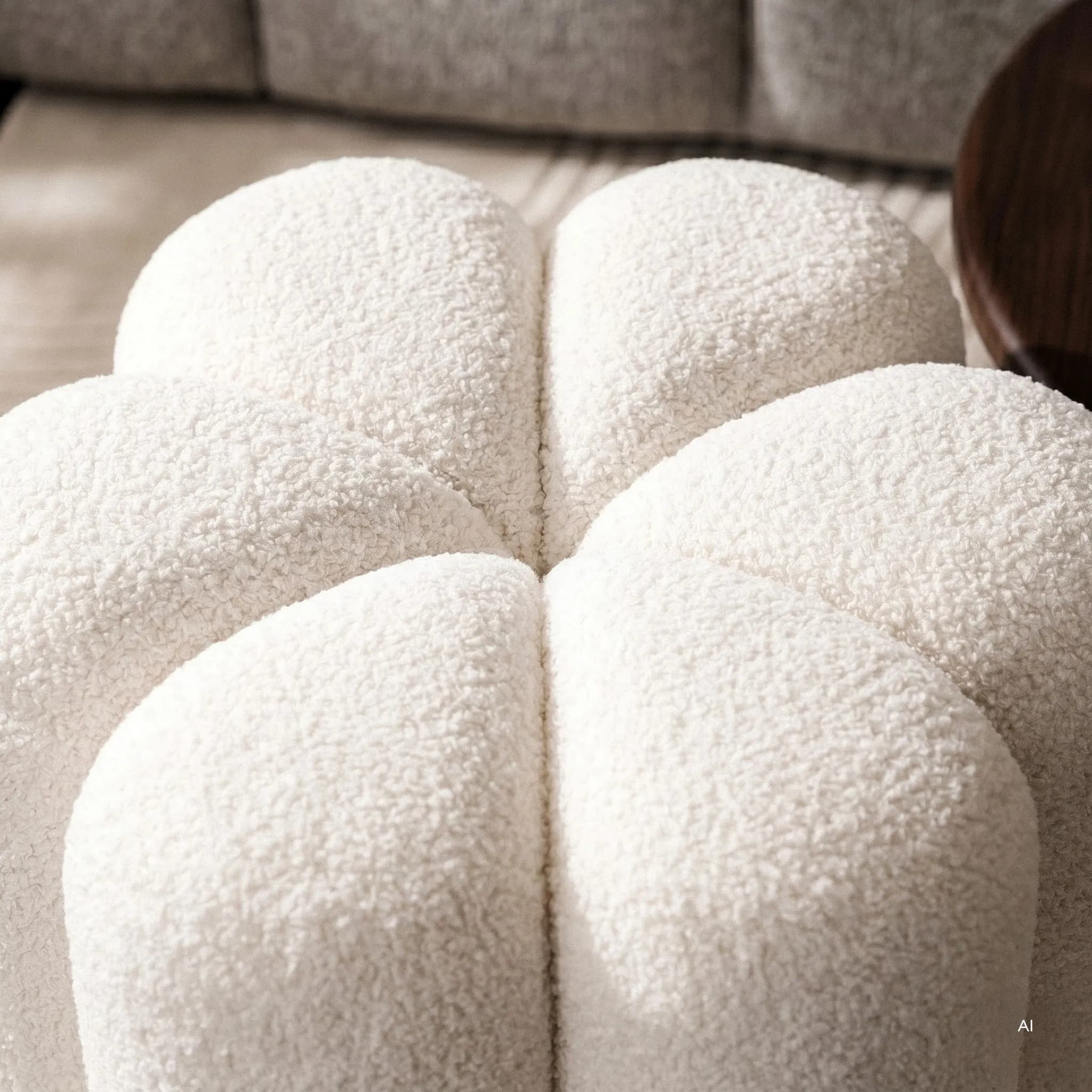 Designový taburet Quad bouclé, Bílý 4