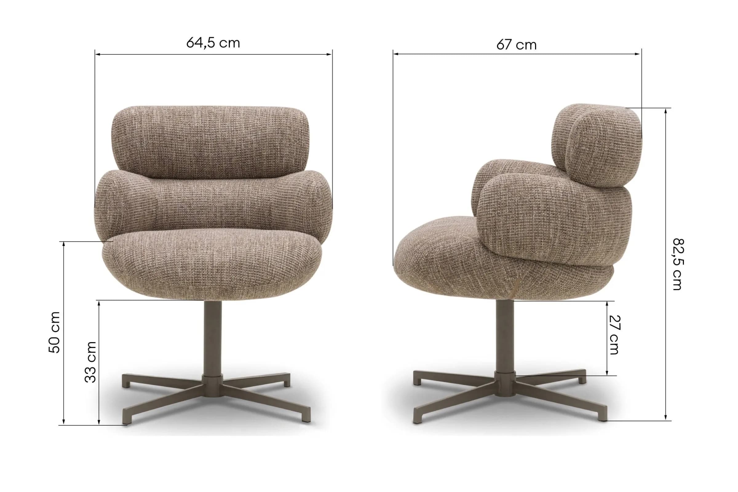 Otočné designové křeslo Blake, Hnědé 7