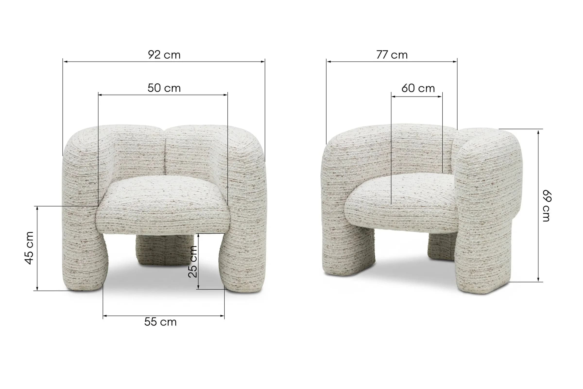 Designové křeslo Maylo bouclé, Krémové 8
