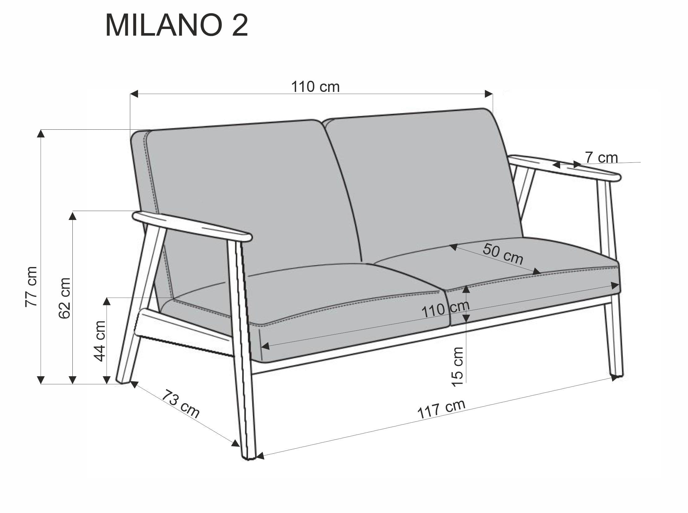 Dvoumístná pohovka Milano z masivu 120 cm, Olivová/ořechová 5