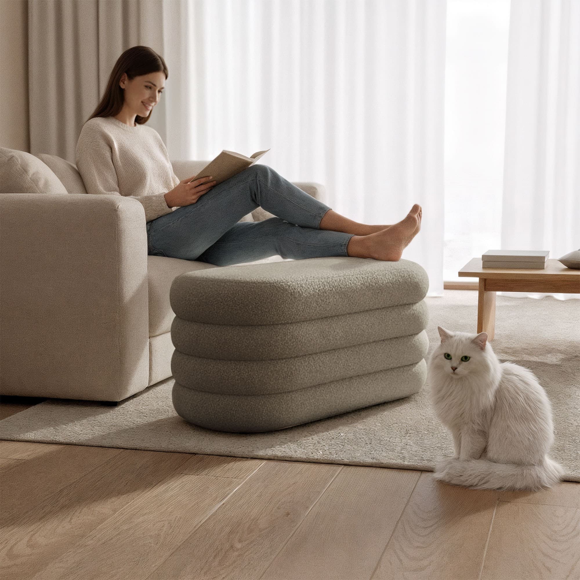 Taburet Puffo i moka, š 100 × hl 42 × v 42 cm 6