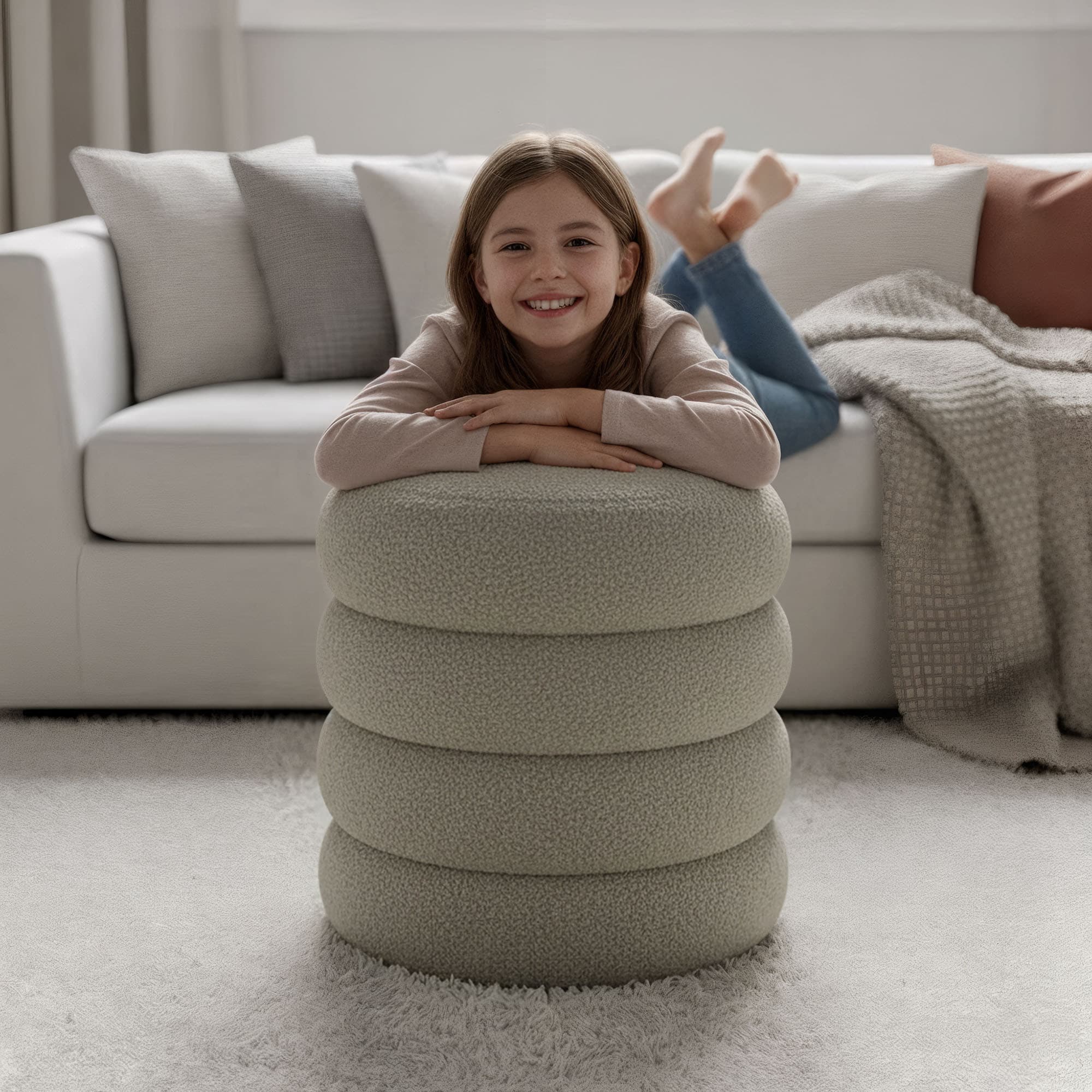 Taburet Snuggo i moka, š 42 × hl 42 × v 44.5 cm 8